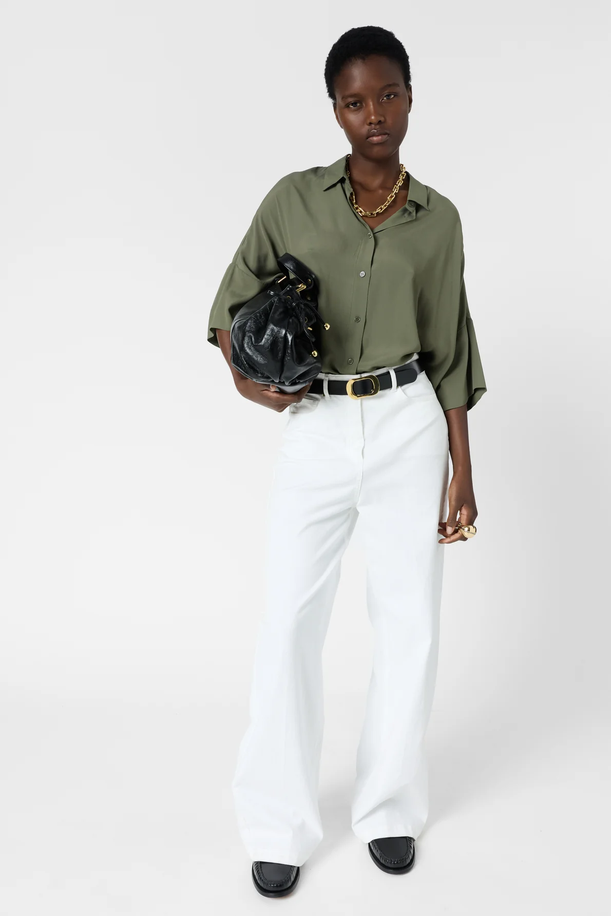 Gérard Darel | Cirae Oversized Silk-Blend Blouse - Green - Image 2