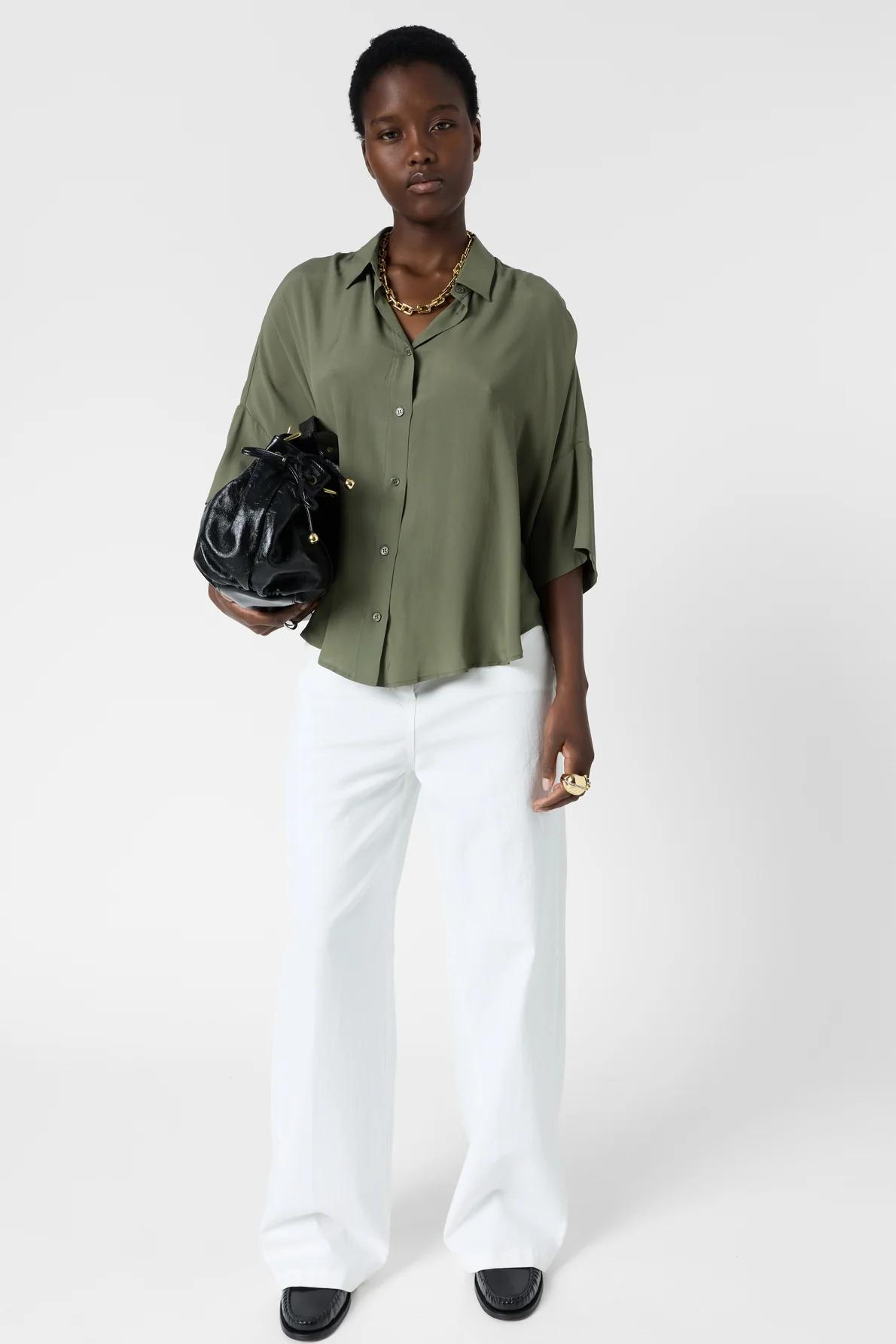 Gérard Darel | Cirae Oversized Silk-Blend Blouse - Green - Image 3