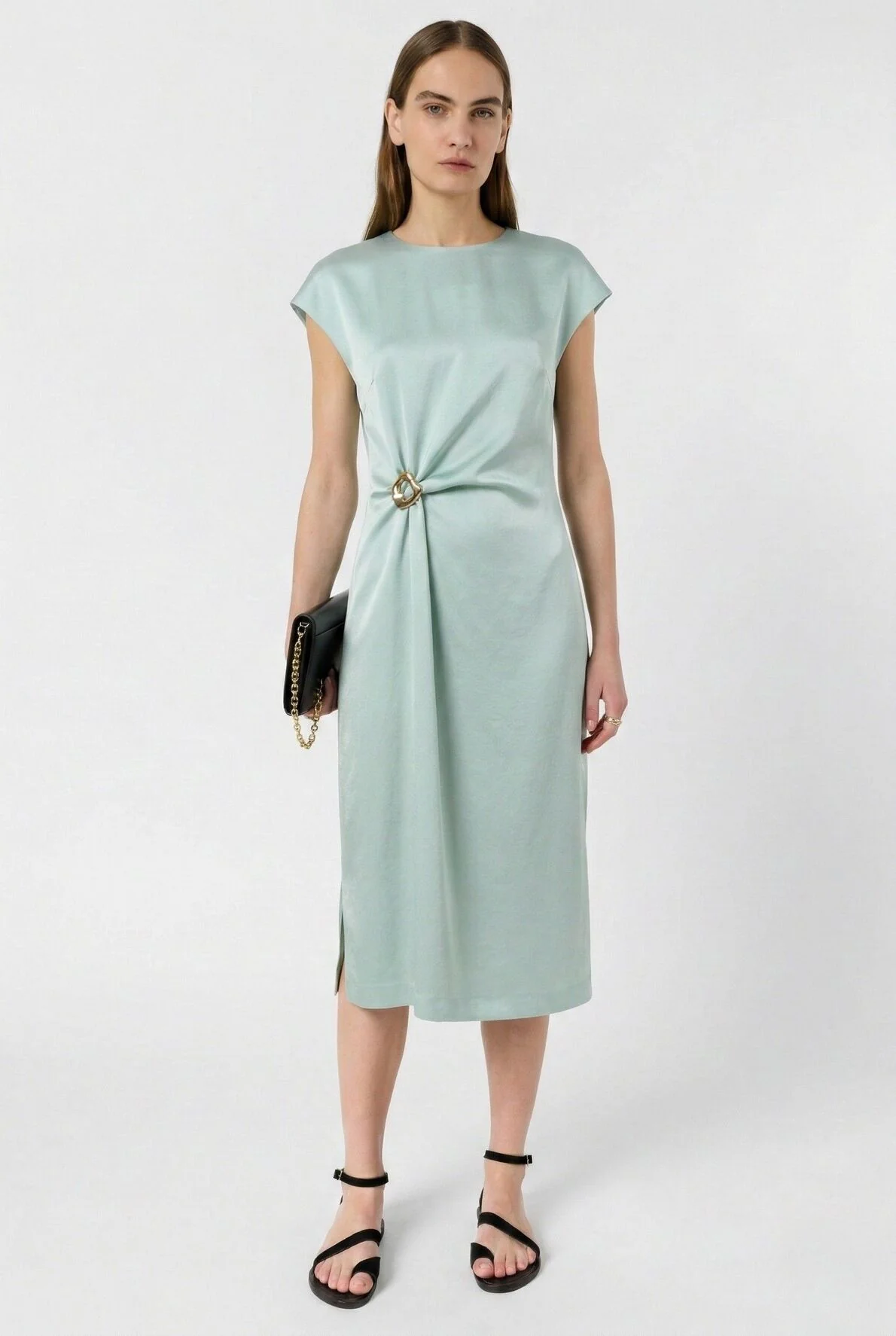 Women's Dress Fluid Crepe Silk Blend - Emerald Green - Image 2