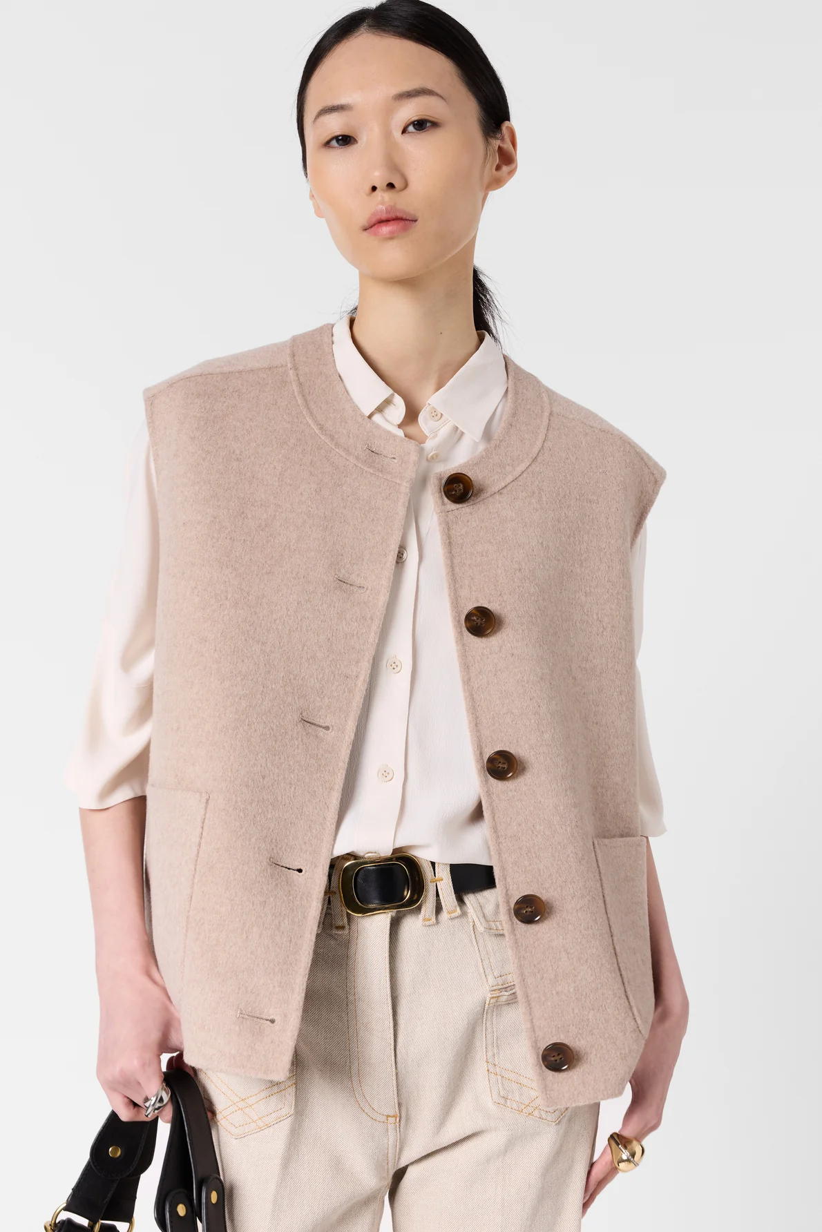 Gérard Darel | Talmine Sleeveless Wool Jacket - Sand - Image 3