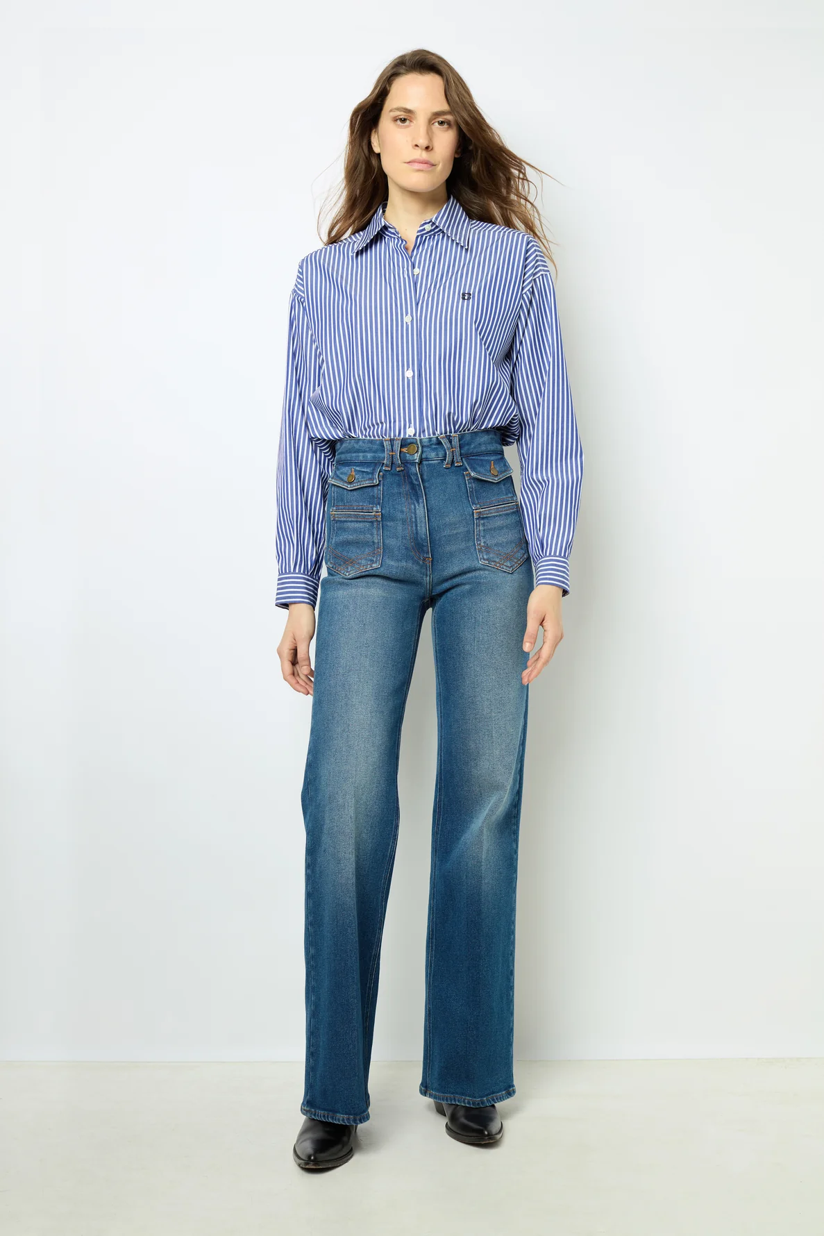 Gérard Darel | Anna High-Waist Flared Jean in Raw Indigo Universe - Image 3