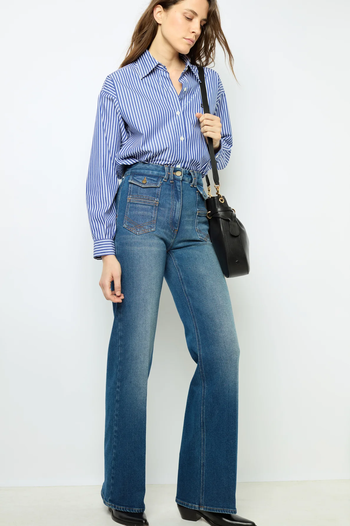 Gérard Darel | Anna High-Waist Flared Jean in Raw Indigo Universe - Image 5