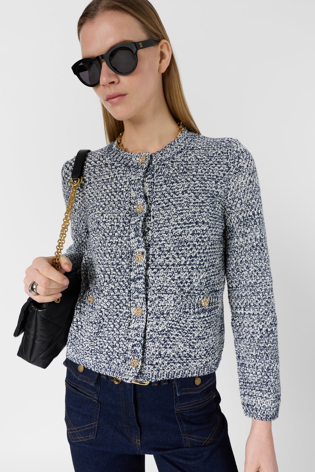 Gérard Darel | Leora Women's Cardigan Knit Sweater - Cotton - Blue Navy - Image 3