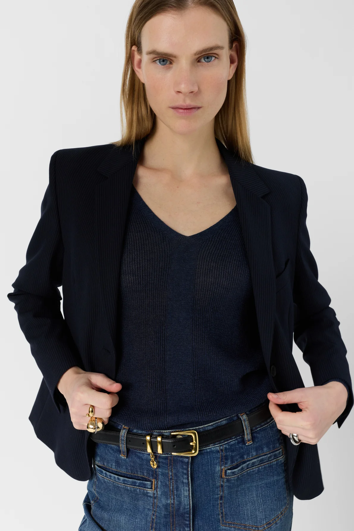 Gérard Darel | Layla Openwork V-Neck Pullover - Navy - Image 5