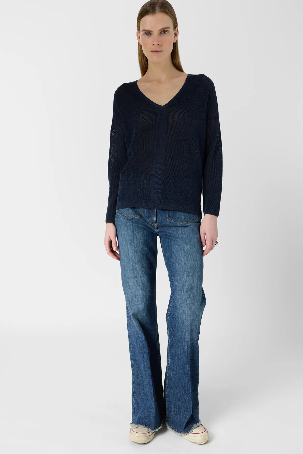 Gérard Darel | Layla Openwork V-Neck Pullover - Navy - Image 7