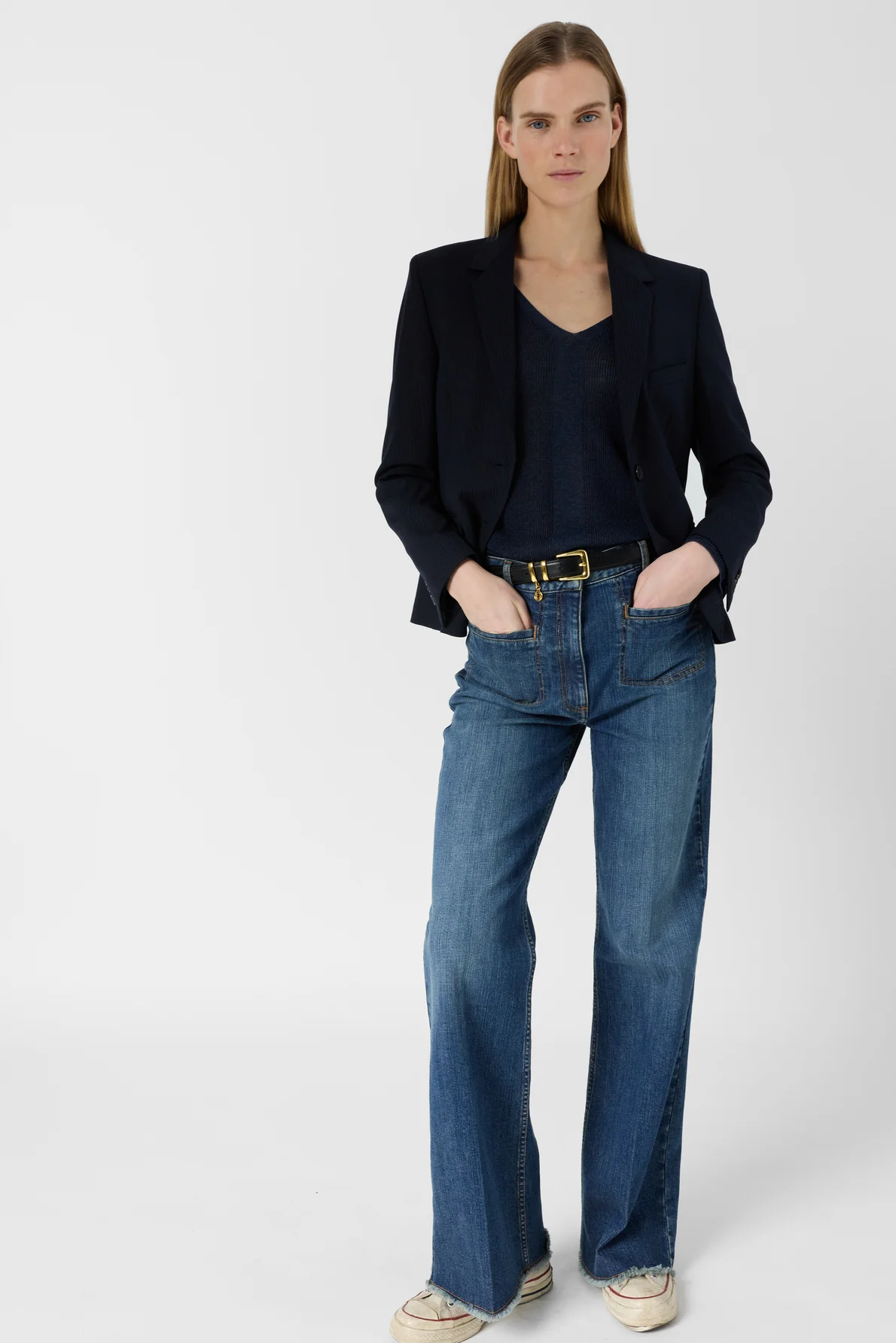 Gérard Darel | Layla Openwork V-Neck Pullover - Navy - Image 8