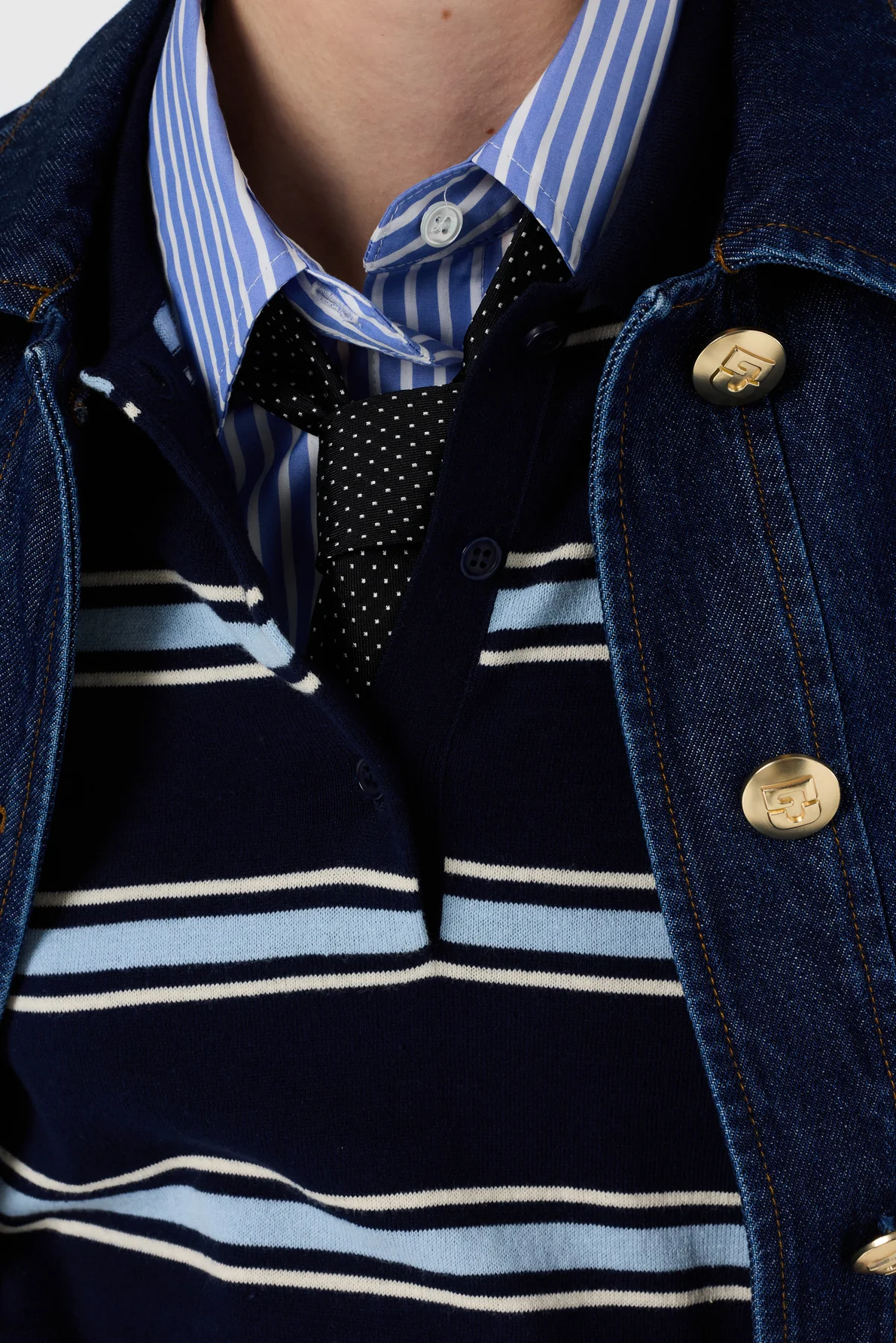 Gérard Darel | Leila Striped Polo Vest - Navy - Image 6