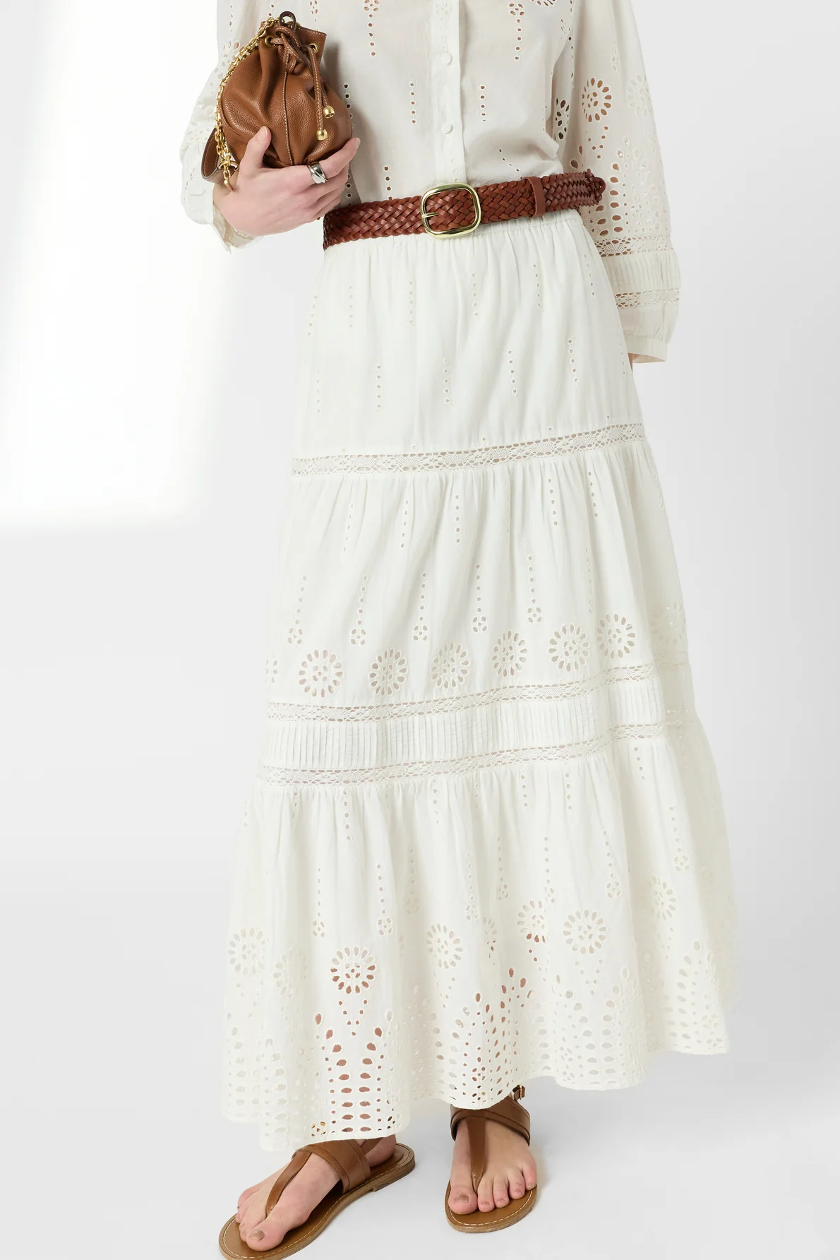 Gérard Darel | Jaly Women's Skirt - Cotton Poplin Breathable Lightweight - Ecru - Image 5