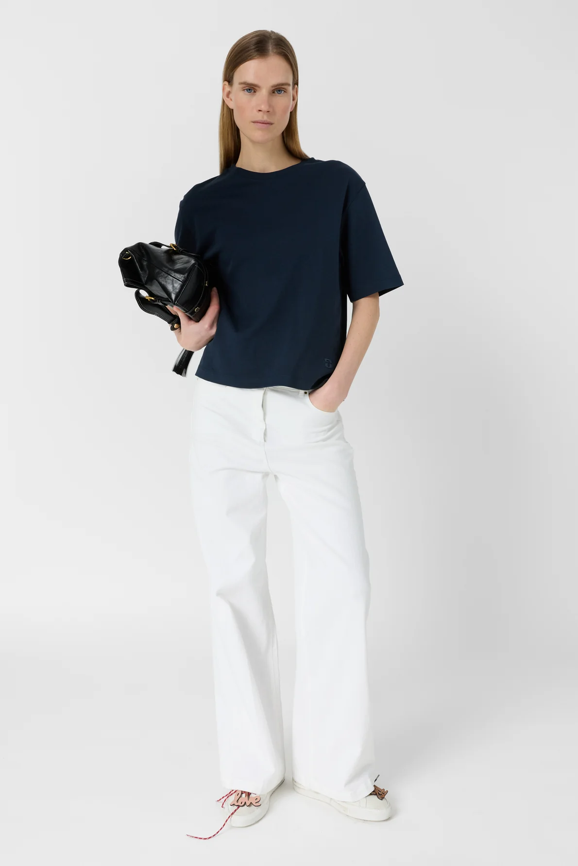 Gérard Darel | Mayae Unisex Casual Everyday Breathable T-Shirt - Cotton - Navy - Image 7