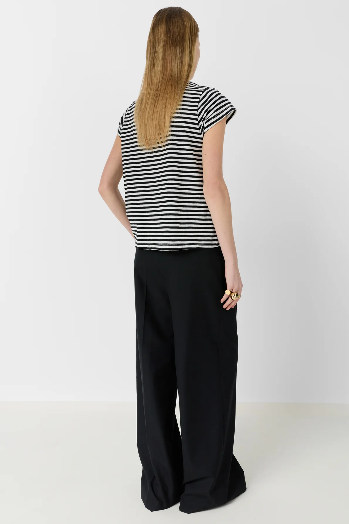 Gérard Darel | Mayane Striped T-shirt - Butterfly Sleeve White - Image 4