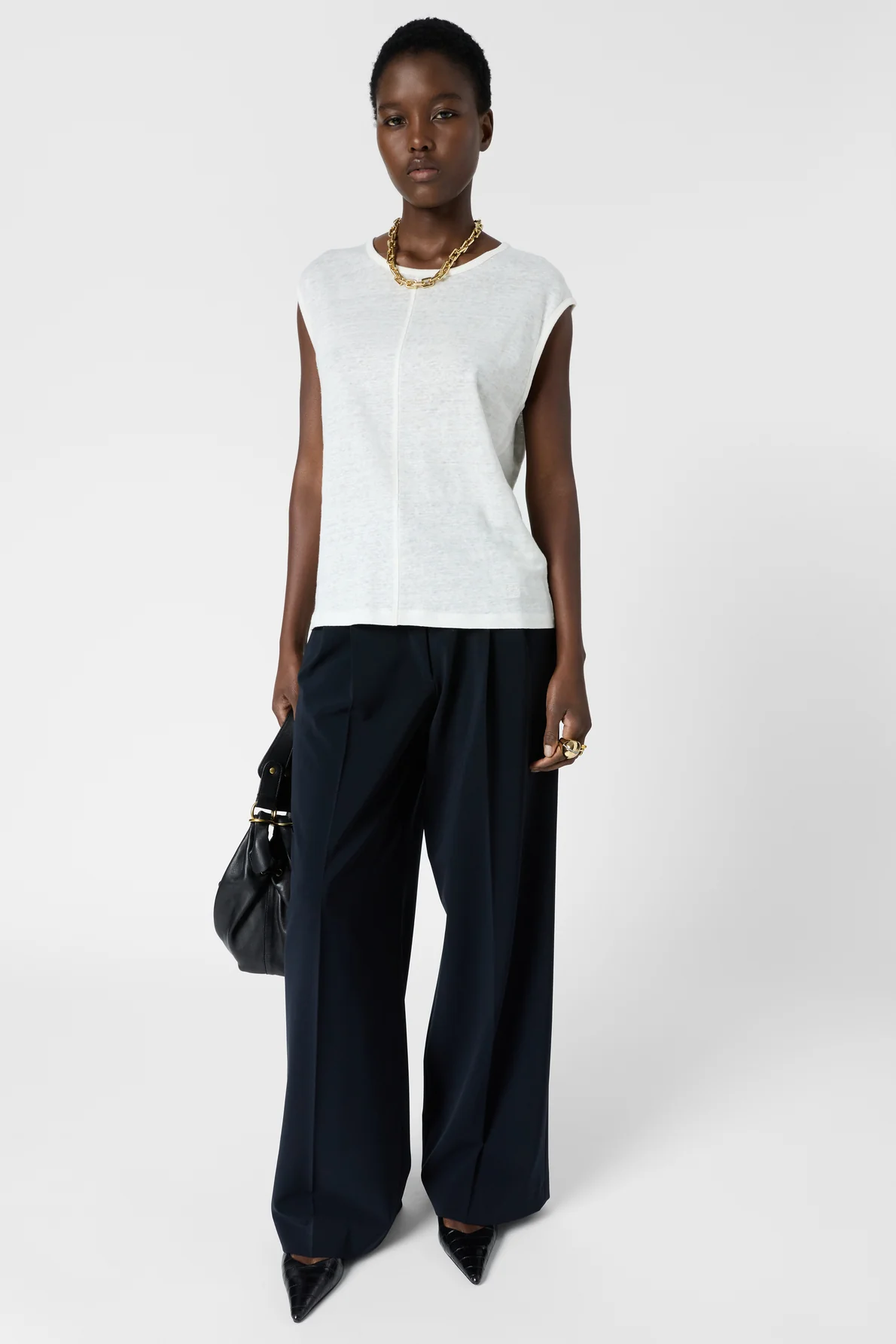 Gérard Darel | Michele Women's Linen Sleeveless Tank Top for Summer - Linen - White - Image 3