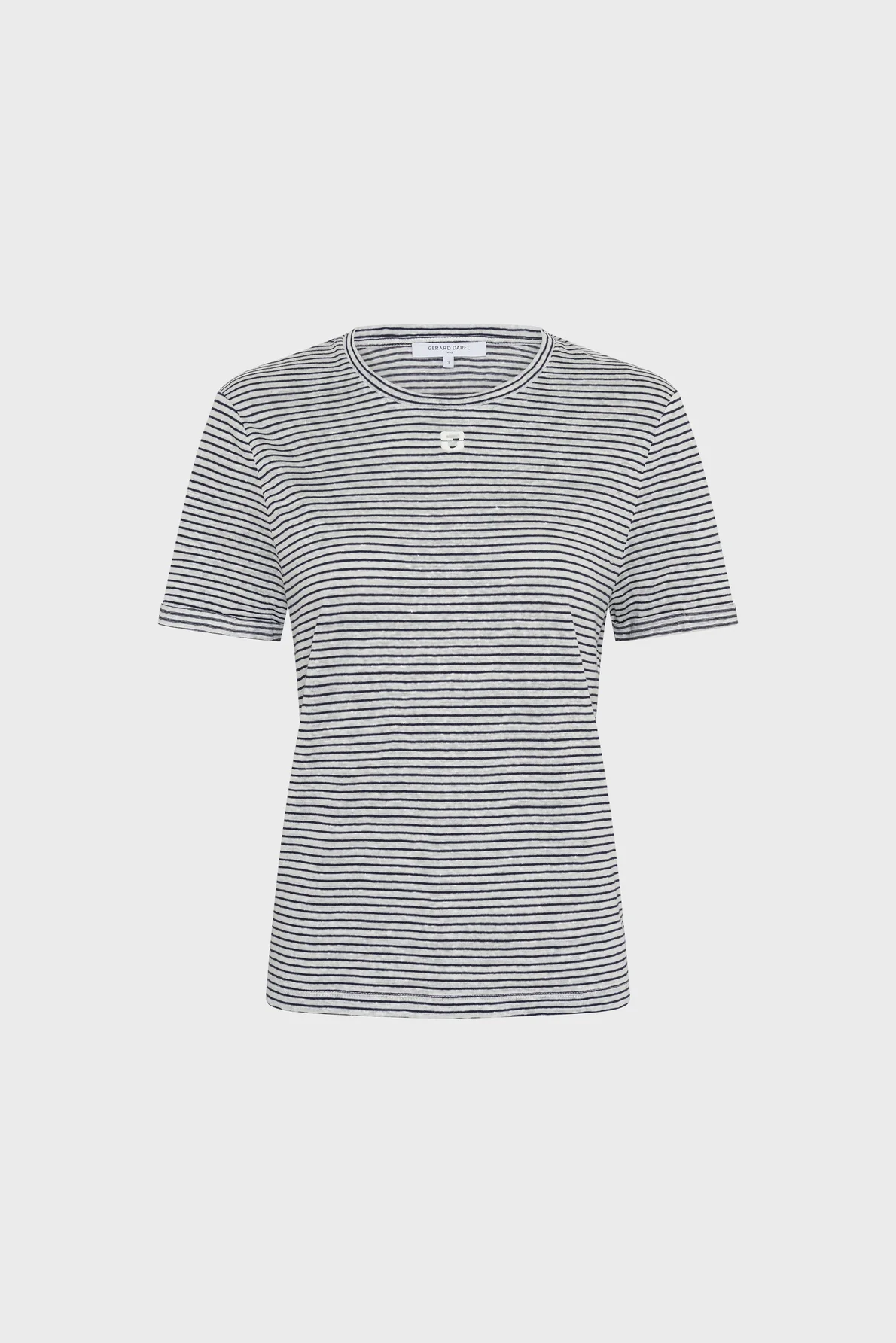 Women's T-Shirt Breathable Linen And Cotton Blend - Khaki Navy