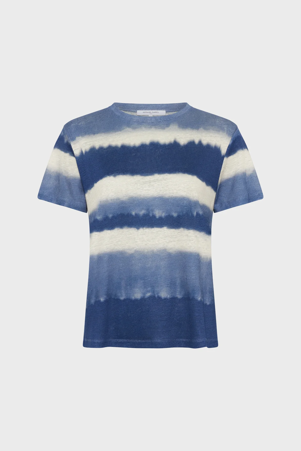 Gérard Darel | Mabinty Unisex Casual Tie-Dyed Linen T-Shirt - Percent Linen - Indigo