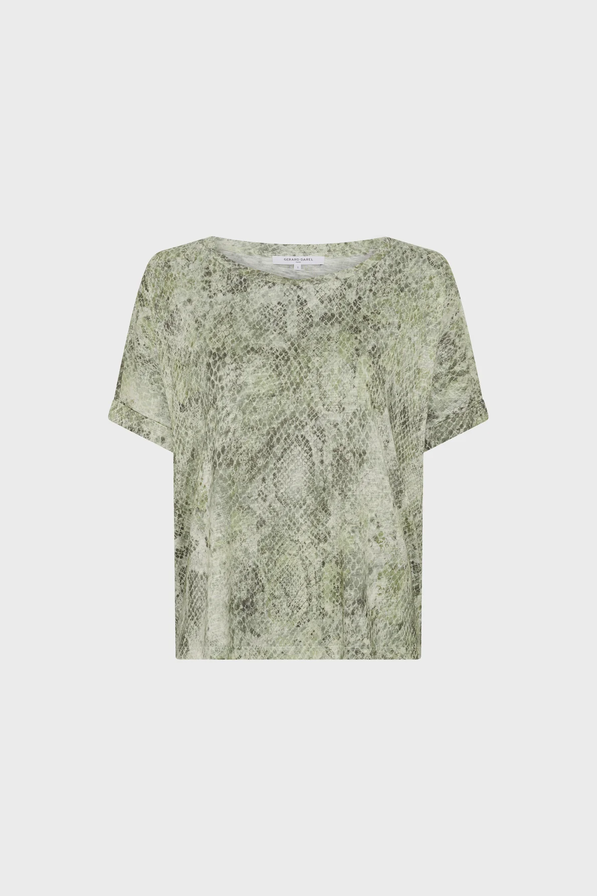 Gérard Darel | Mariel Oversized T-Shirt - Python Print Khaki Jersey Khaki-Green