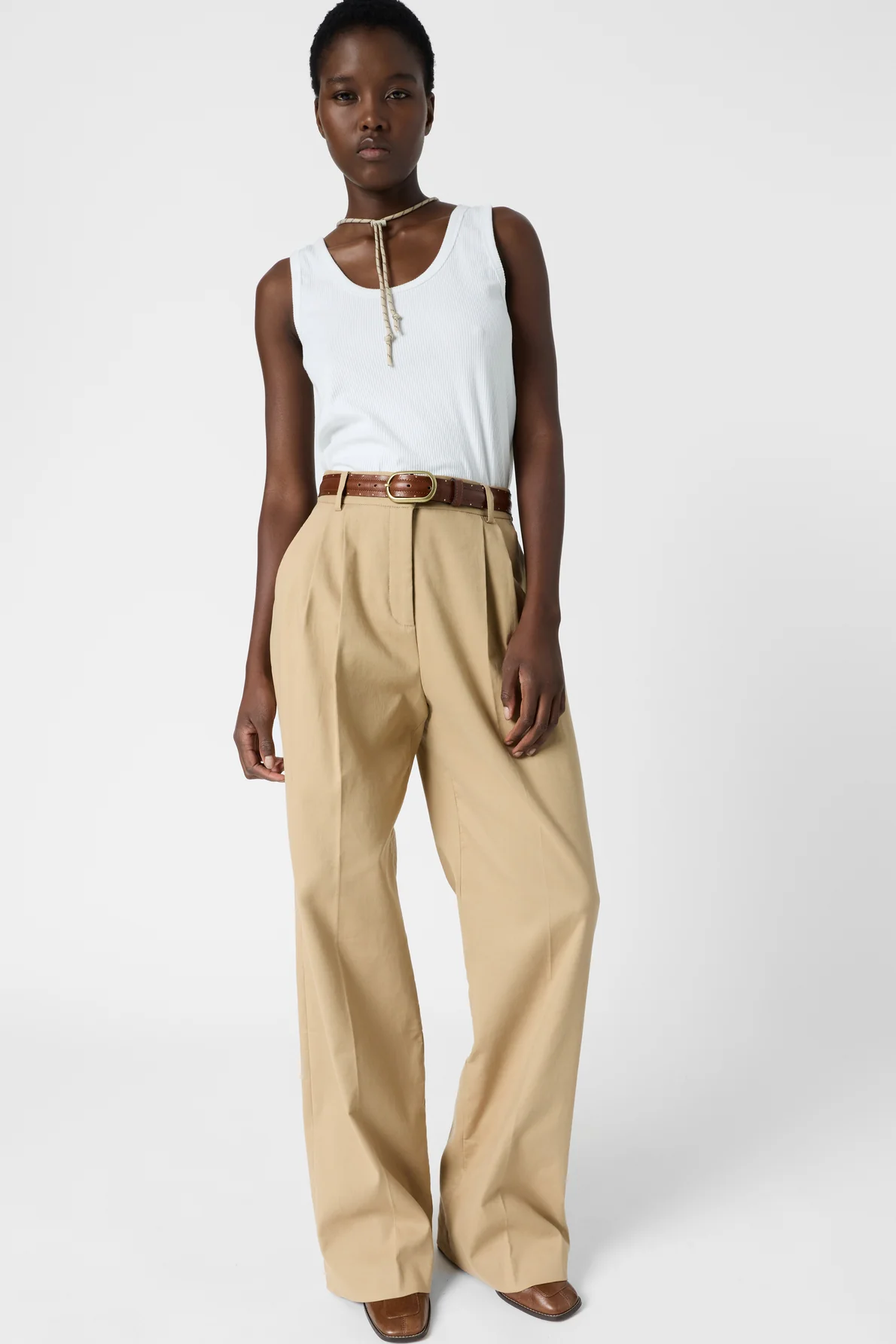 Gérard Darel | Azra Women’s Pleated Wide-Leg Trousers - Percent Cotton - Camel - Image 7