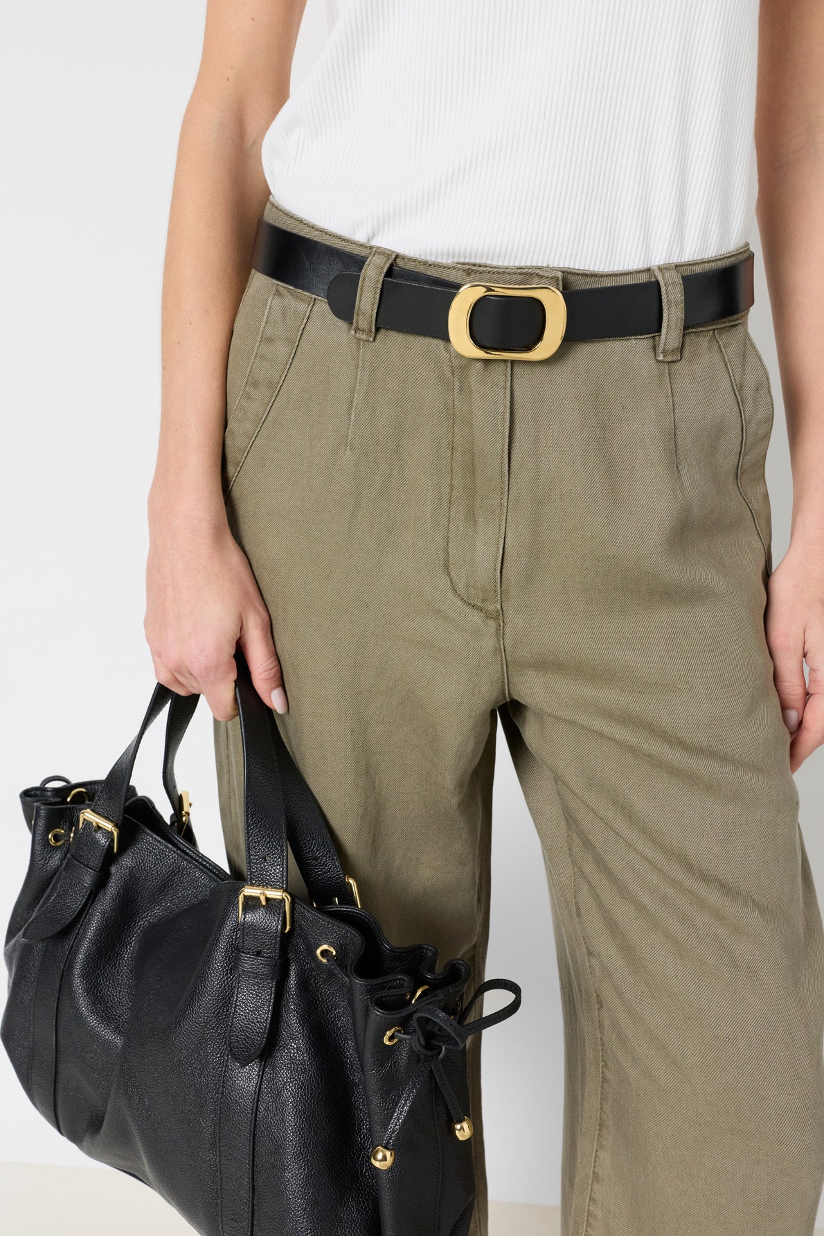 Women's Trousers Lyocell And Linen Blend - Khaki-Green - Image 4