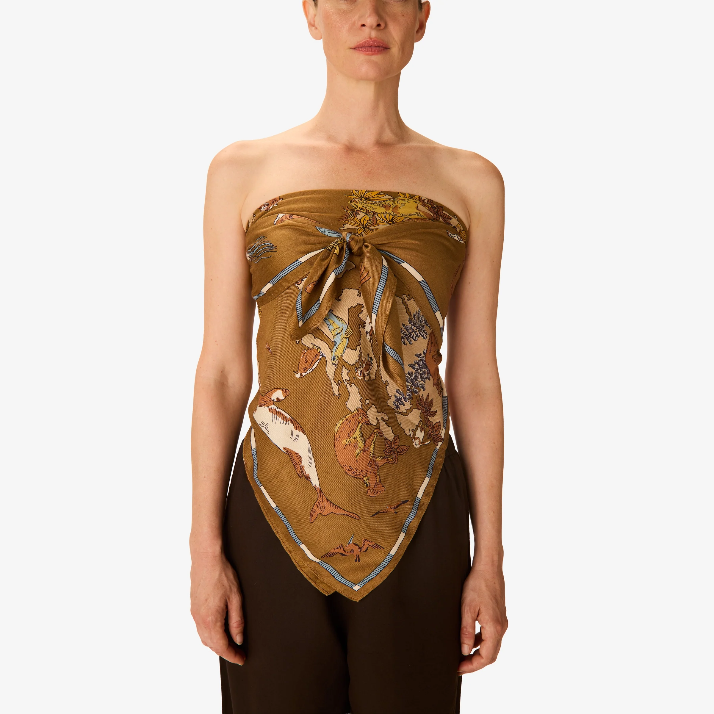 Inoui | Atlas Silk Square Scarf - Soft Drape Beige - Image 5