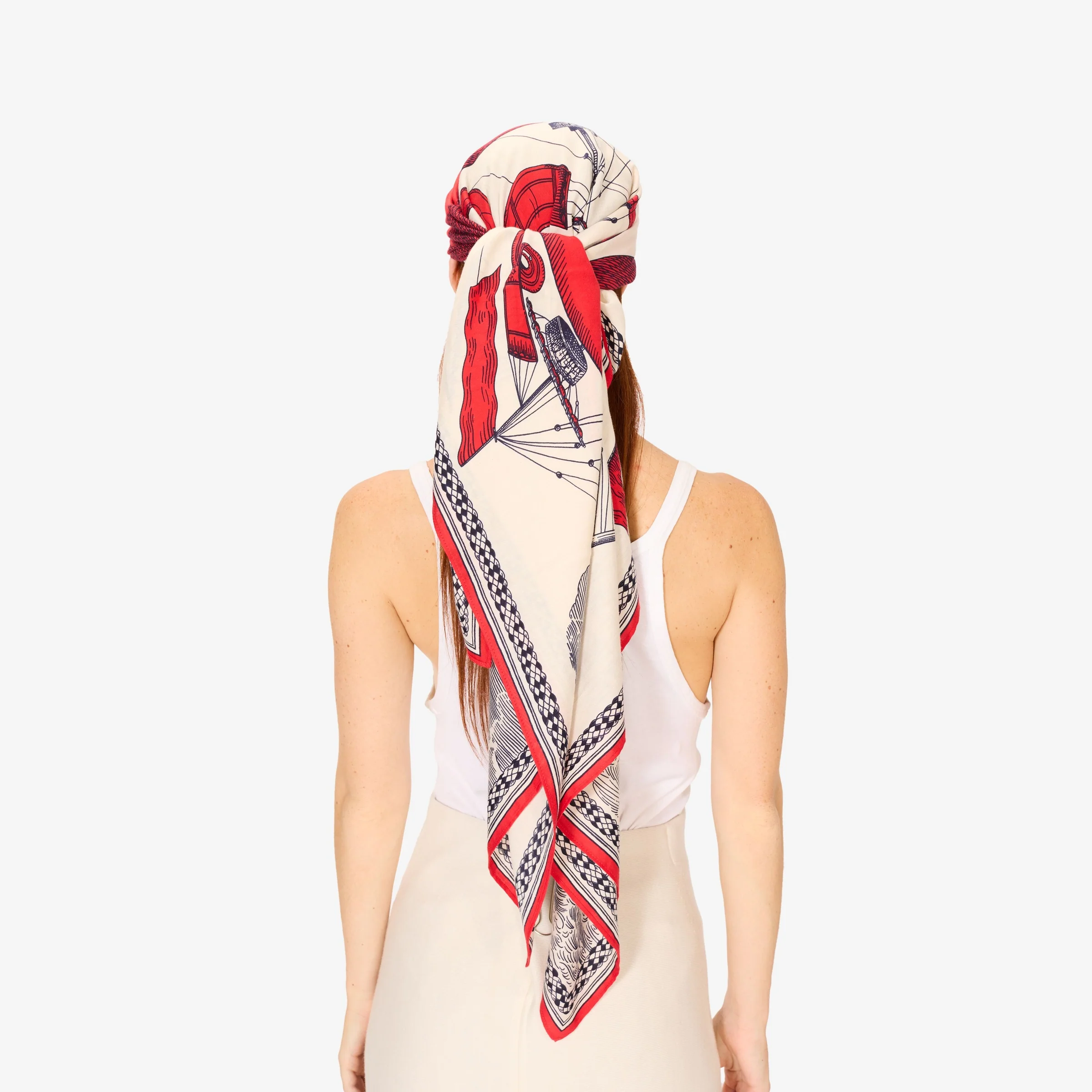 Inoui | Silk-Cotton Square Scarf - Vermillion Red - Image 4