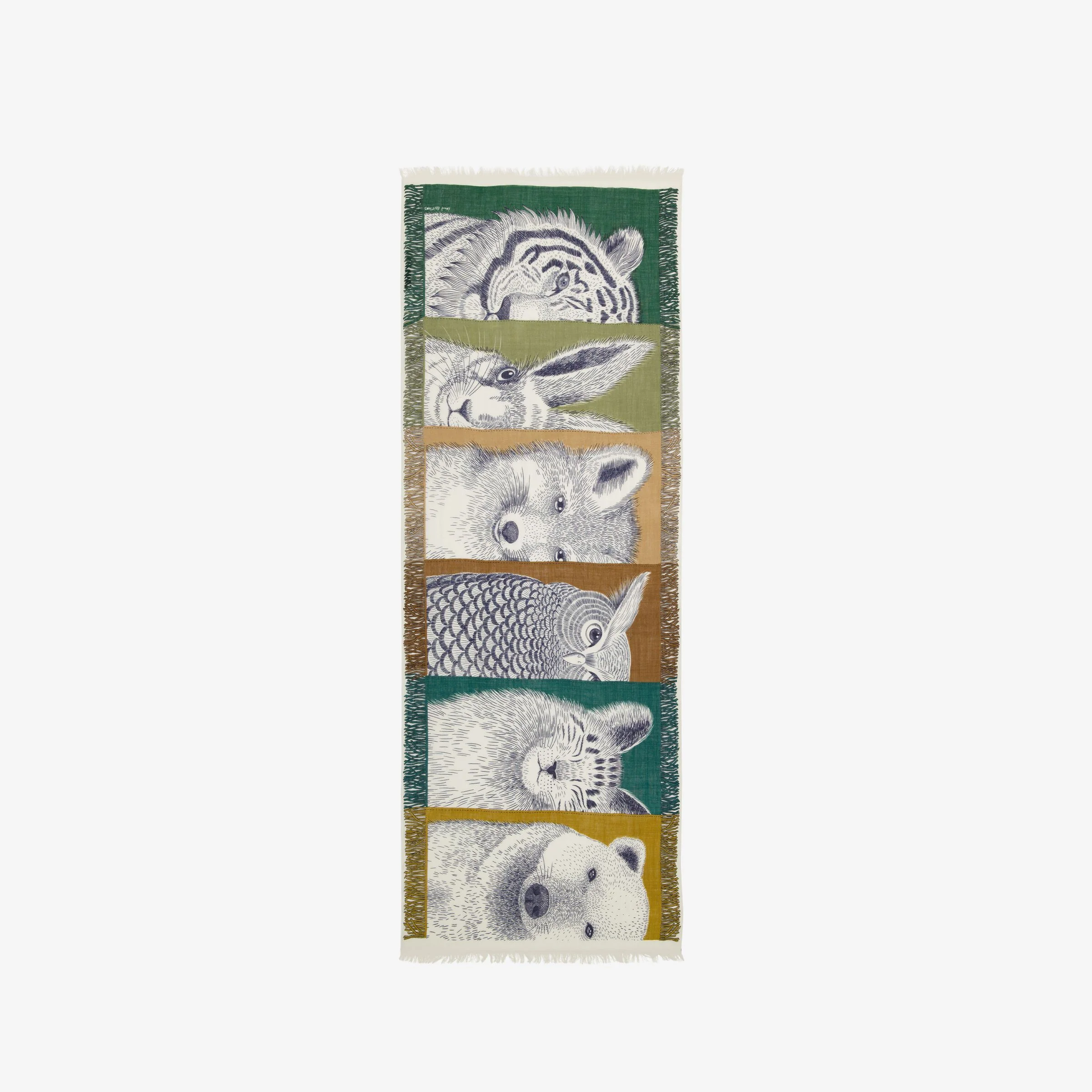 Inoui | Wool Square Scarf - Artisanal Drape Green