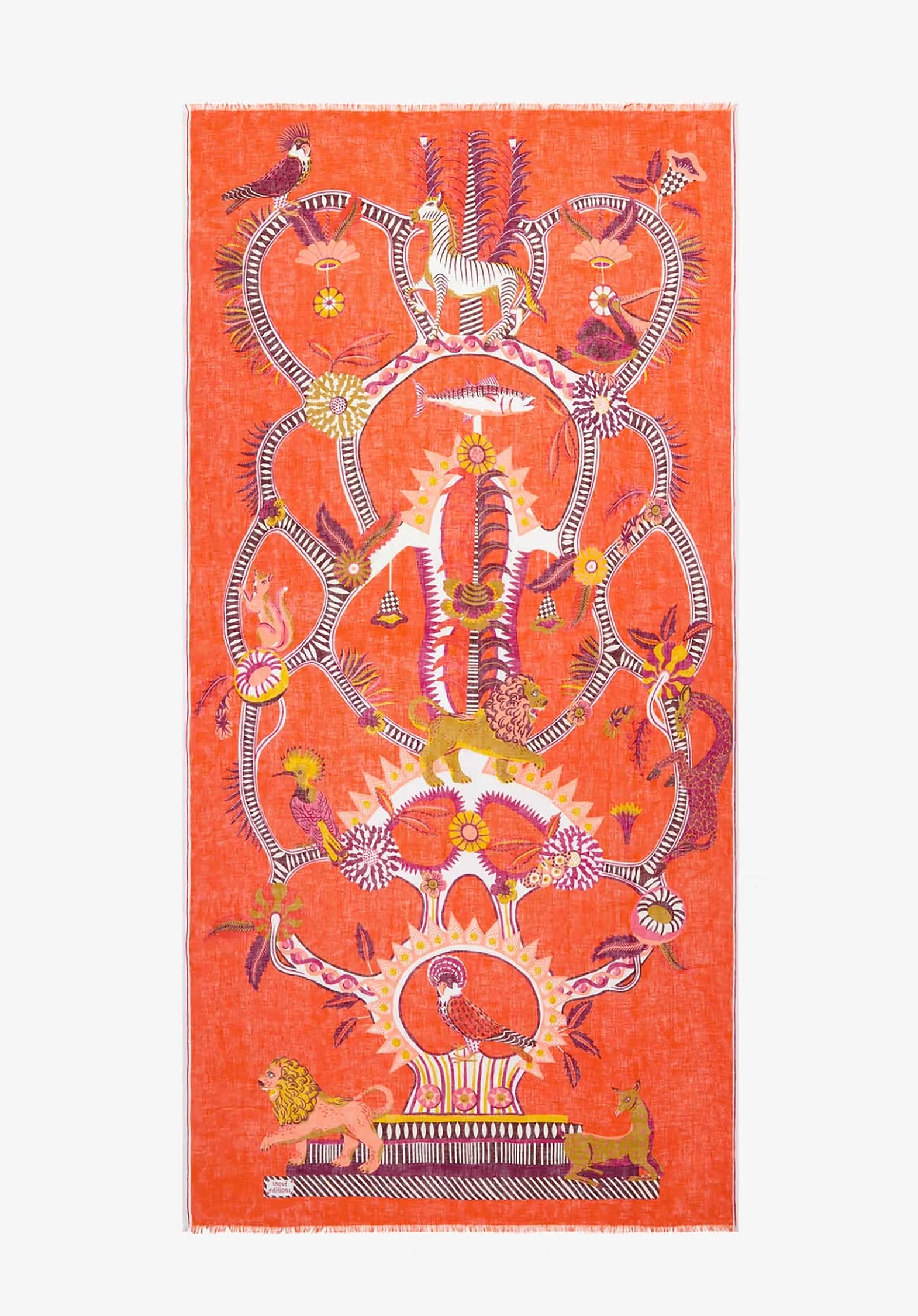 Inoui | Linen Screen-Printed Scarf Orangeade