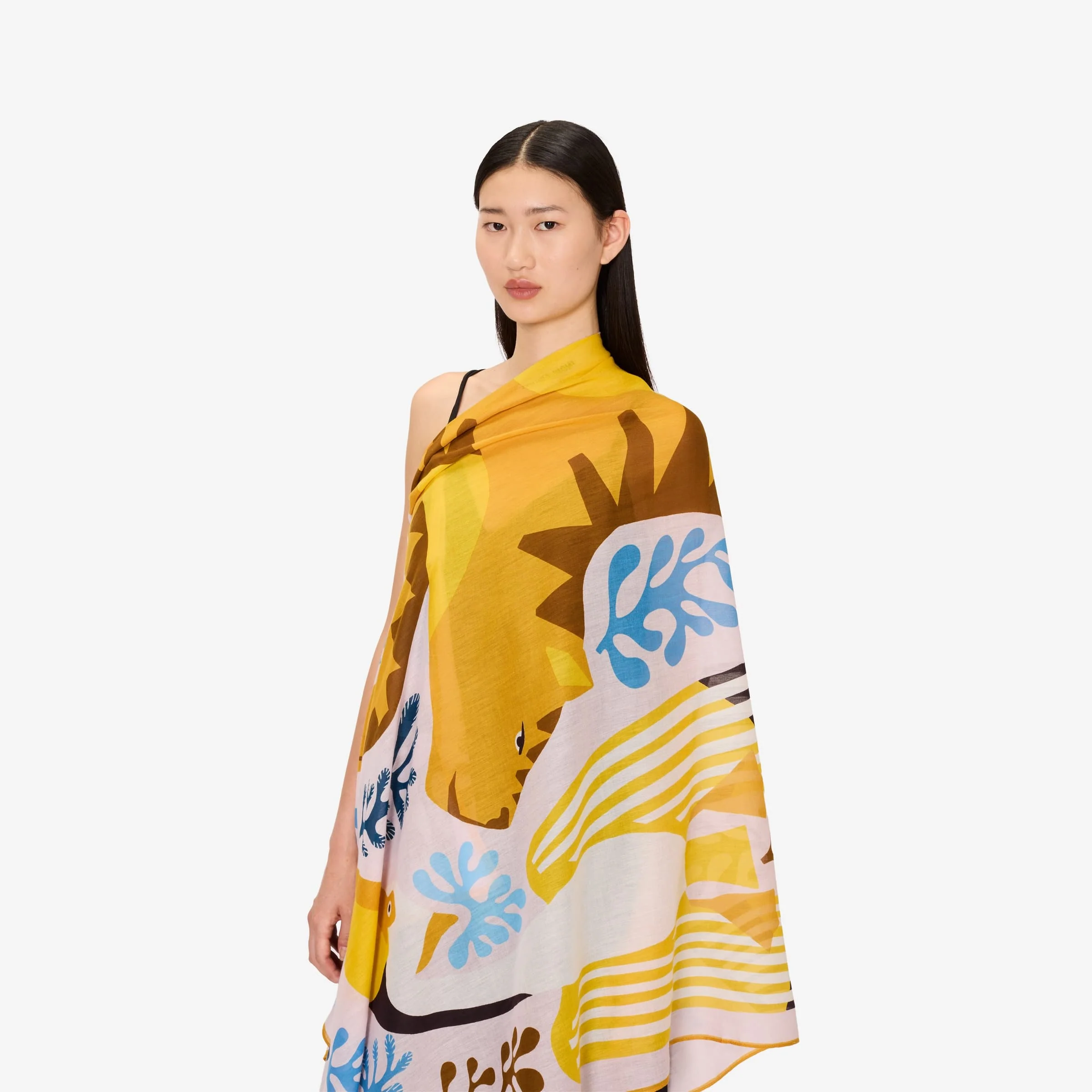 Inoui | Cotton Oversized Scarf in - Artisanal Screen Print Nude - Image 2