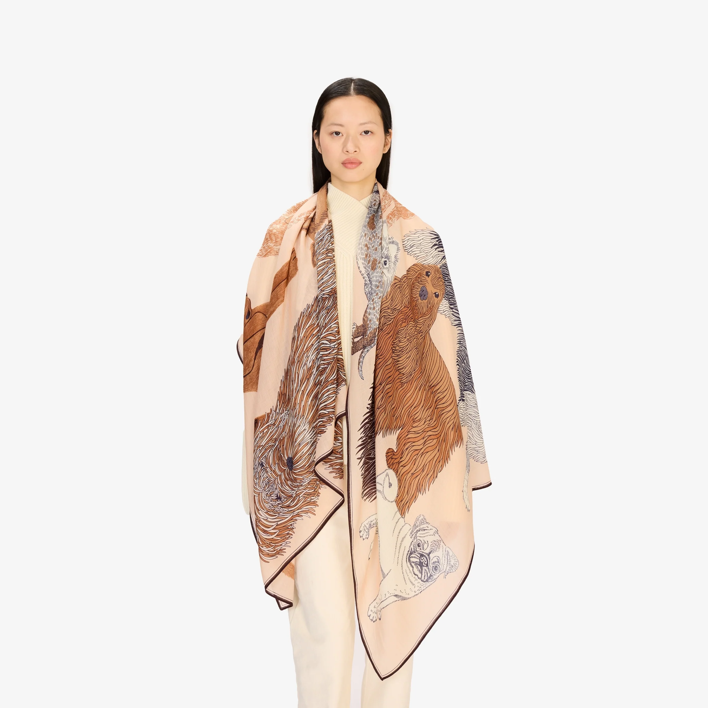 Inoui | Oversized Wool Scarf in Beige Nude - Image 2