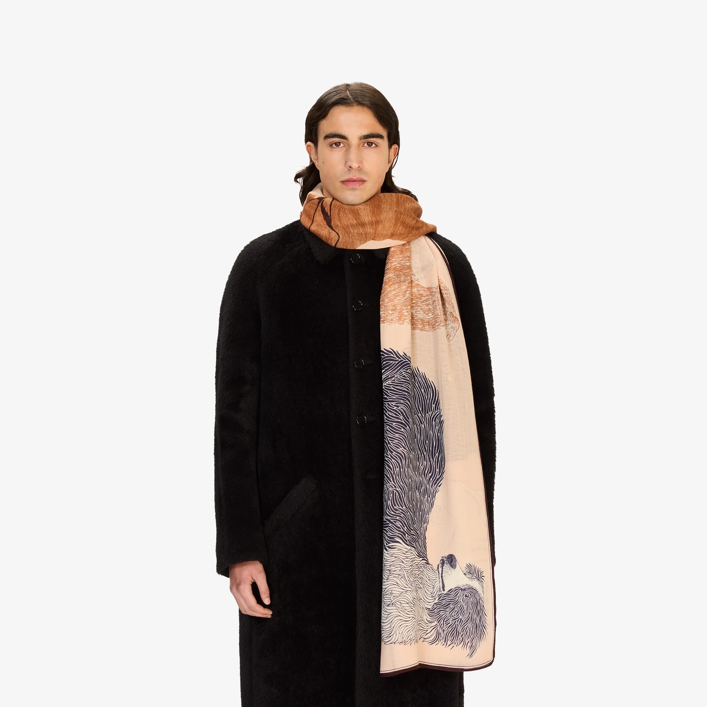 Inoui | Oversized Wool Scarf in Beige Nude - Image 4