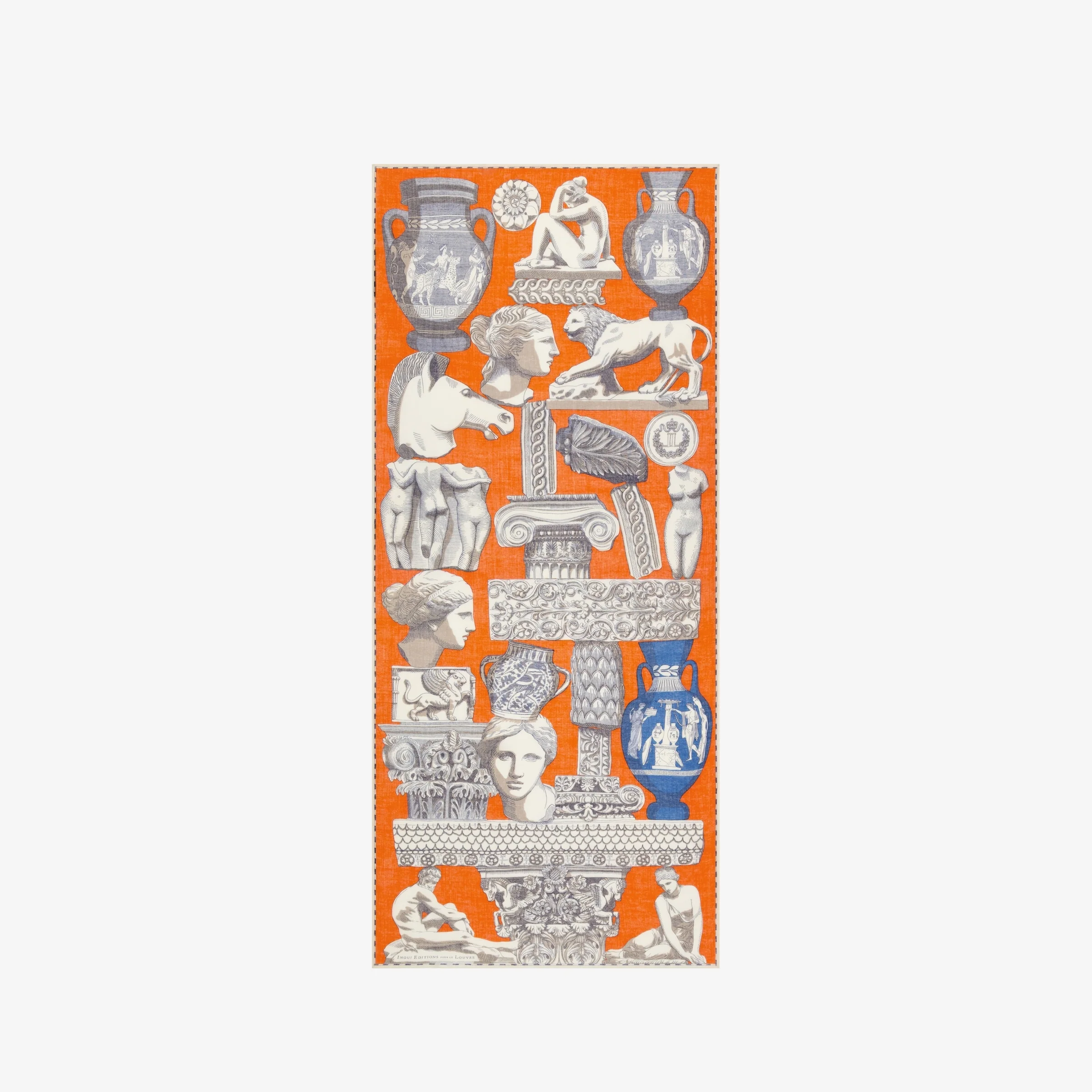 Inoui | Louvre Wool Scarf - Hand-Printed Orange - Image 4