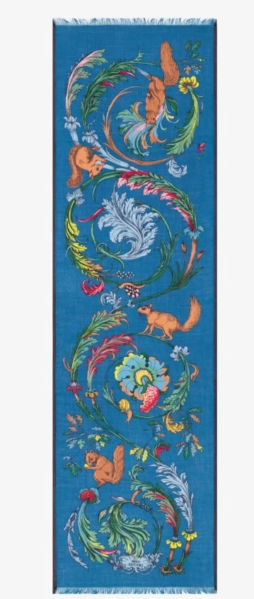 Inoui | Hand-Printed Wool Scarf - Artisanal Long Wrap Duck-Blue