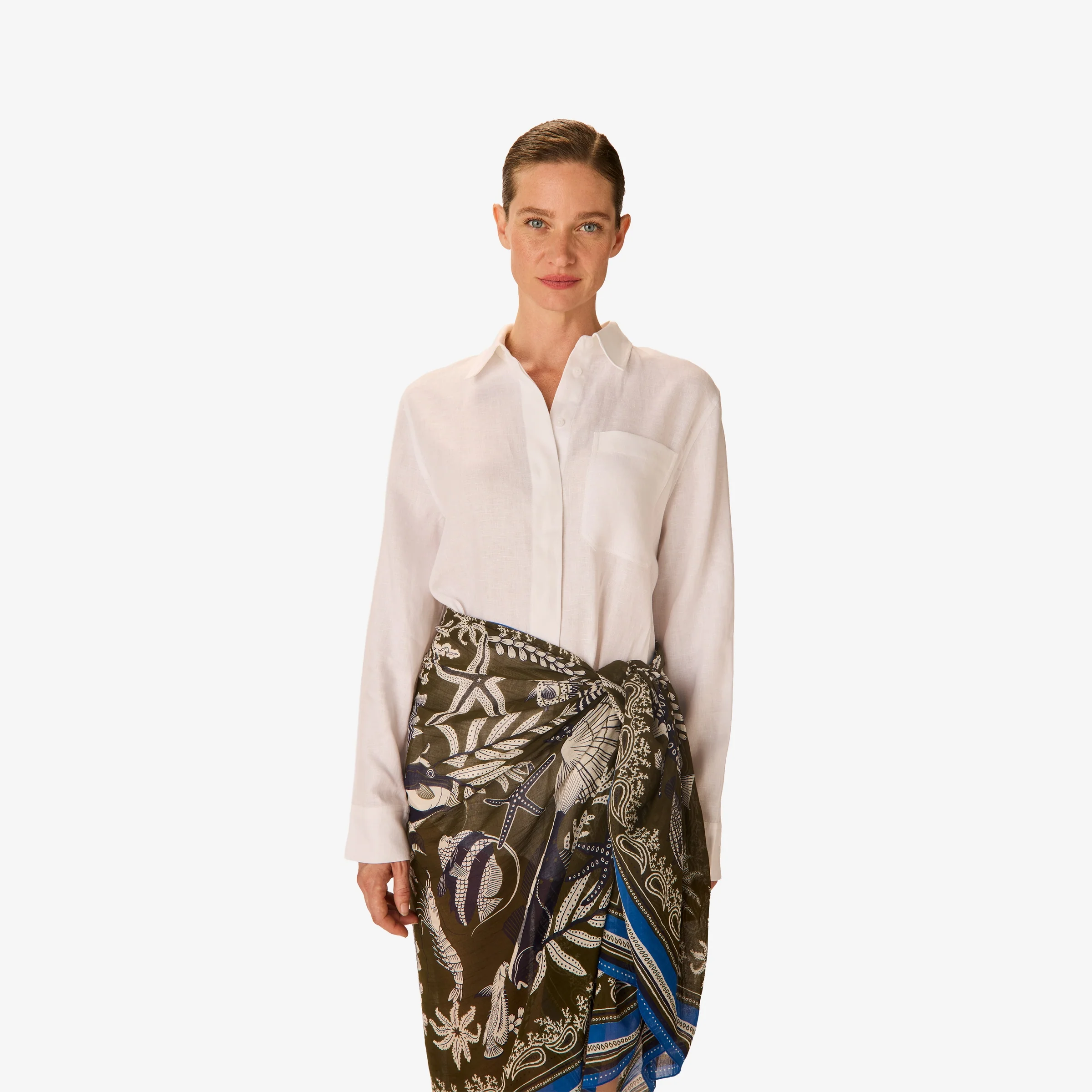Inoui | Cotton Square Scarf - Mineral Drape Khaki - Image 6