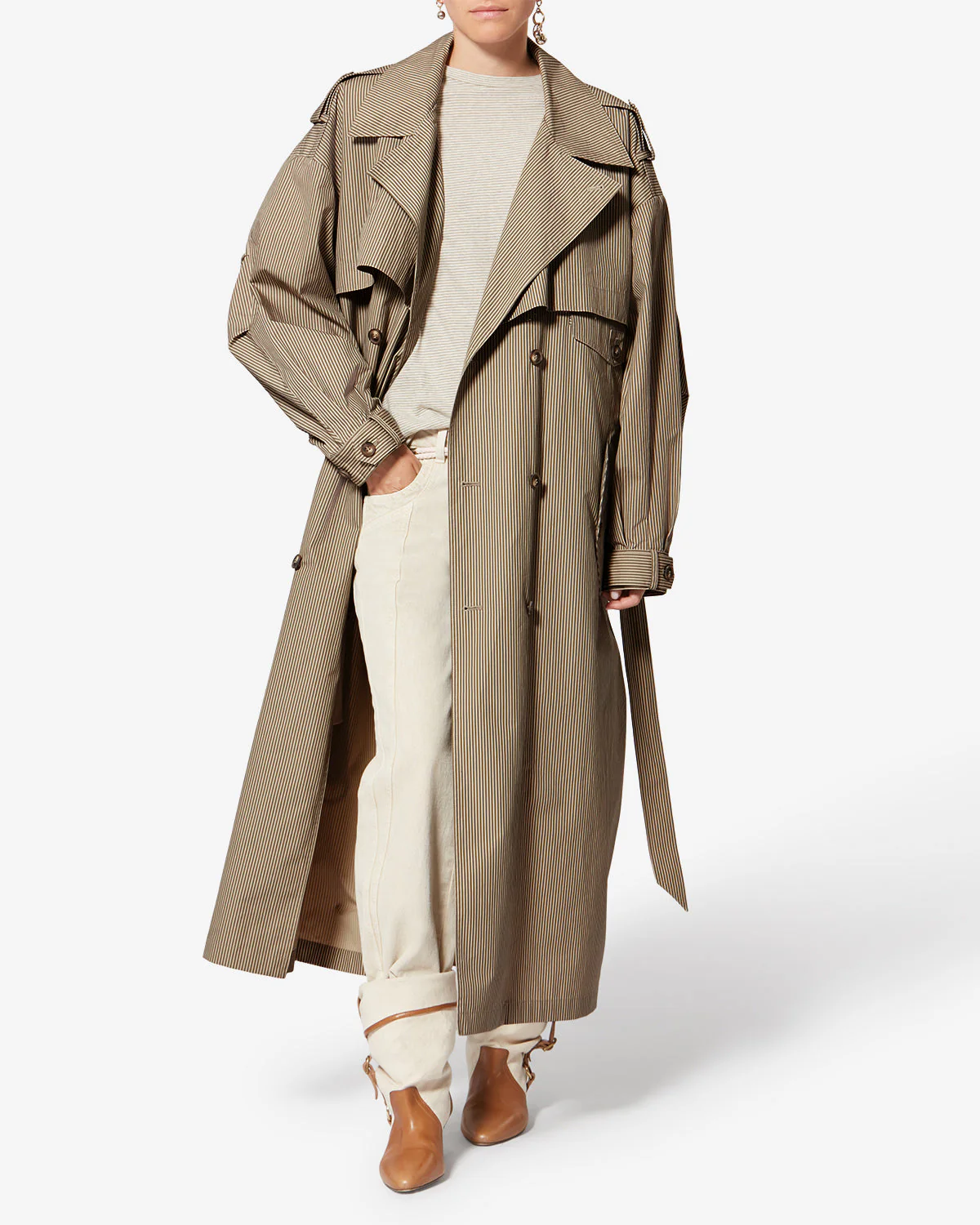 Isabel Marant | Chilma Oversized Canvas Trench Coat - Beige-Khaki