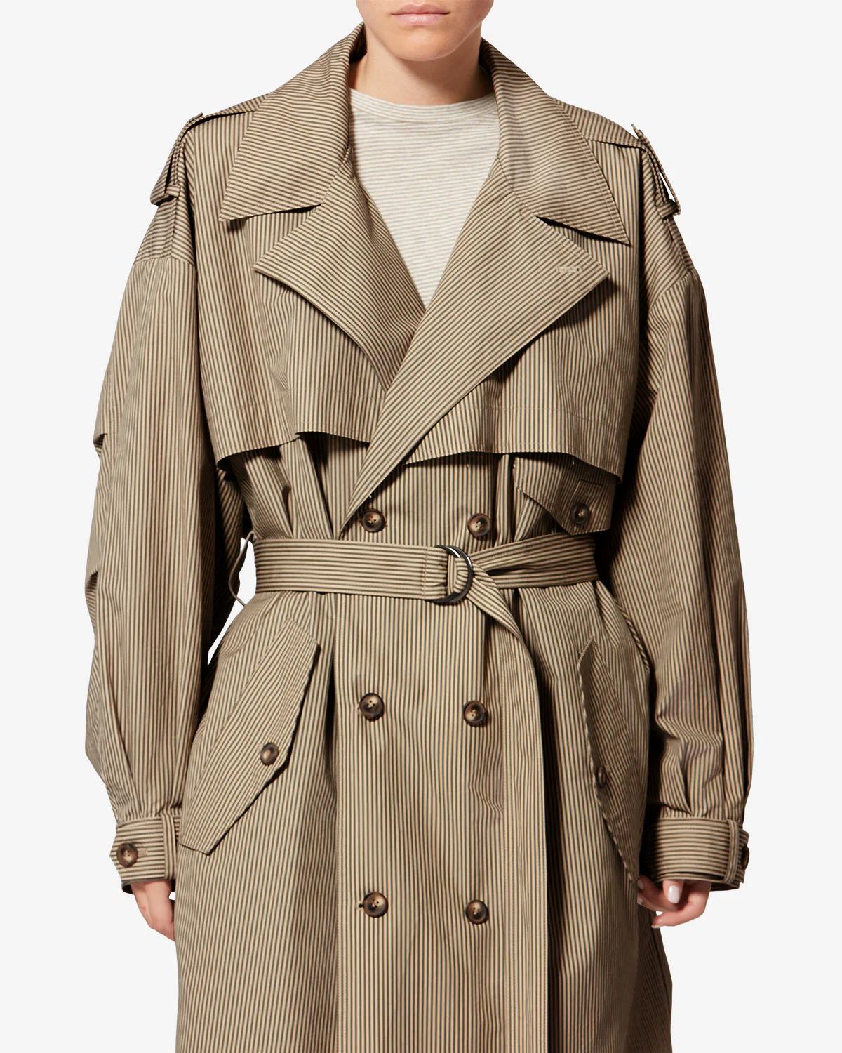 Isabel Marant | Chilma Oversized Canvas Trench Coat - Beige-Khaki - Image 3