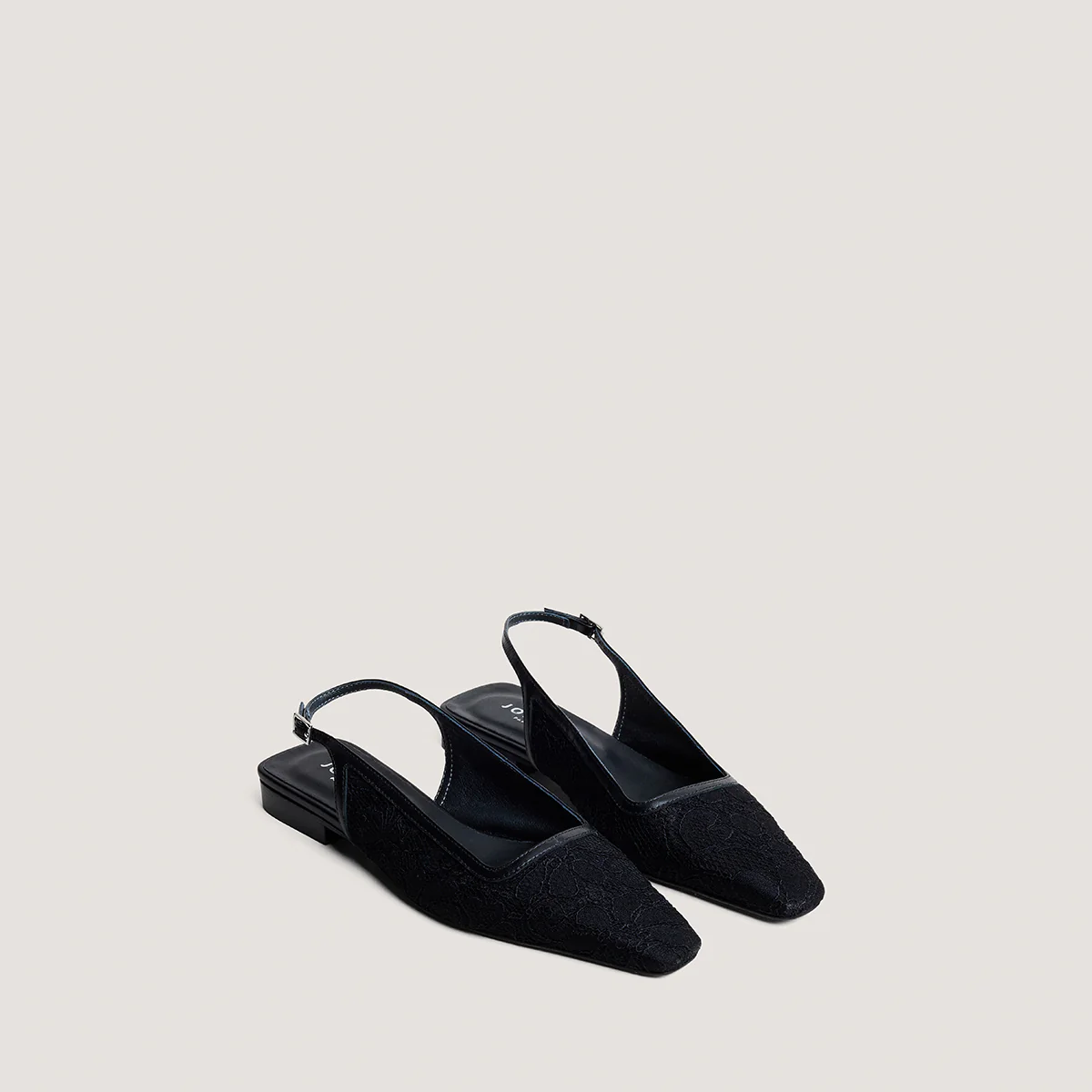 Jonak | Daxo Lace and Leather Ballerina Flat - Black Noir-Noir - Image 2
