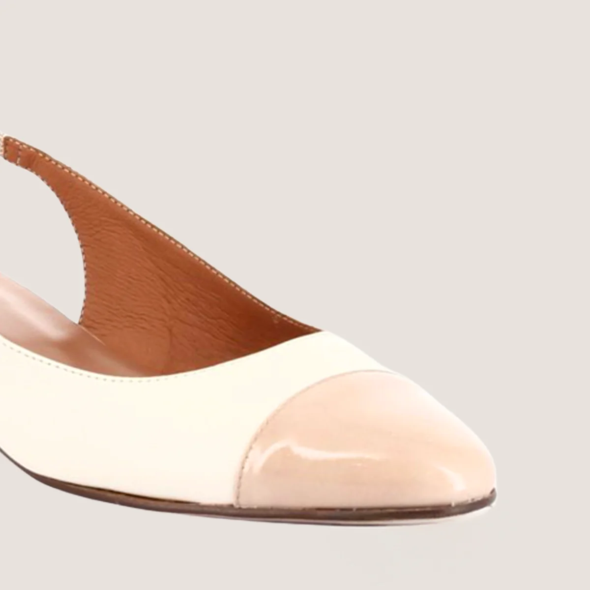 Jonak | Decision Ballerine - Patent & Calfskin in Beige-Ecru - Image 3