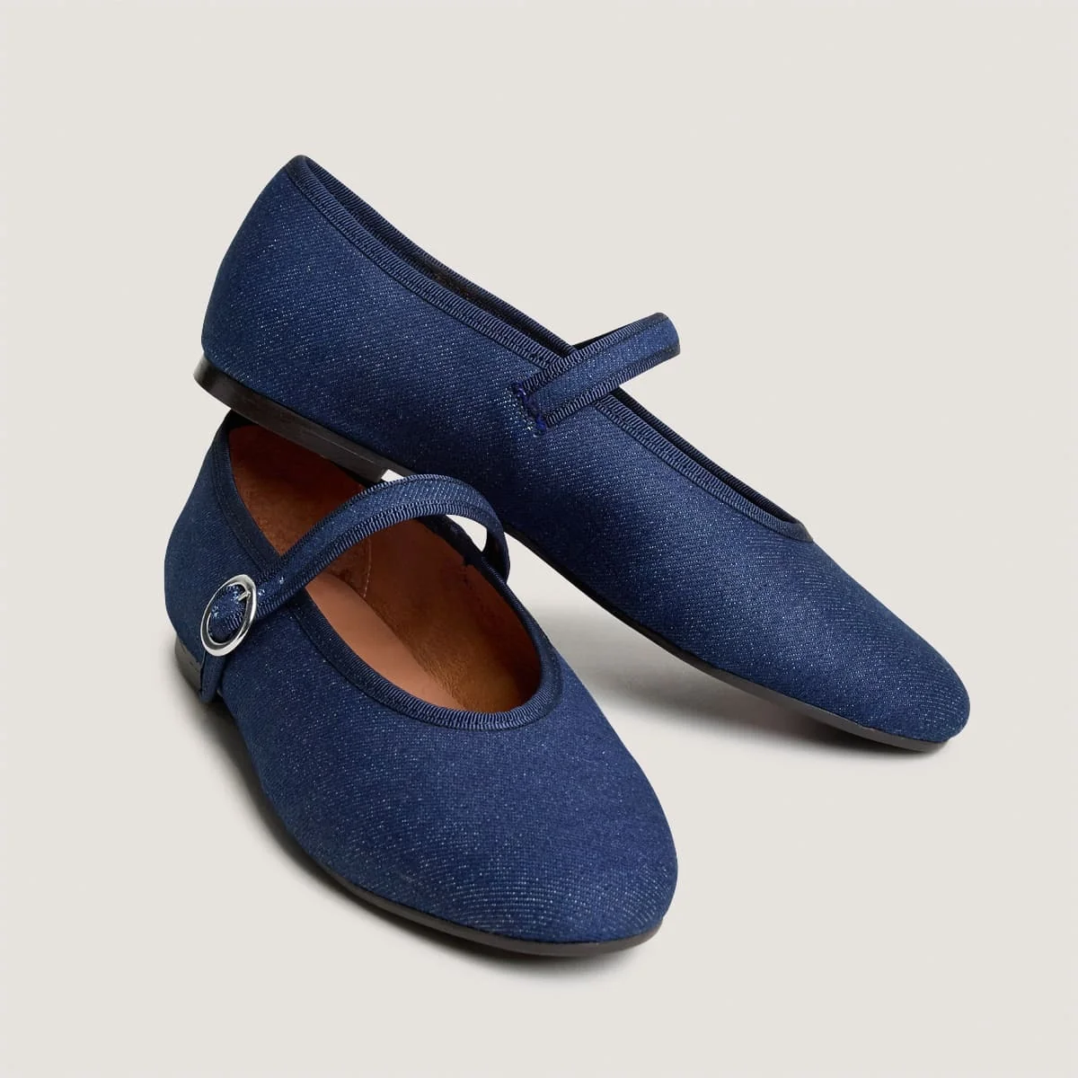 Women Ballet Flats Denim Fabric - Dark Indigo Blue Bleu-Fonce - Image 4