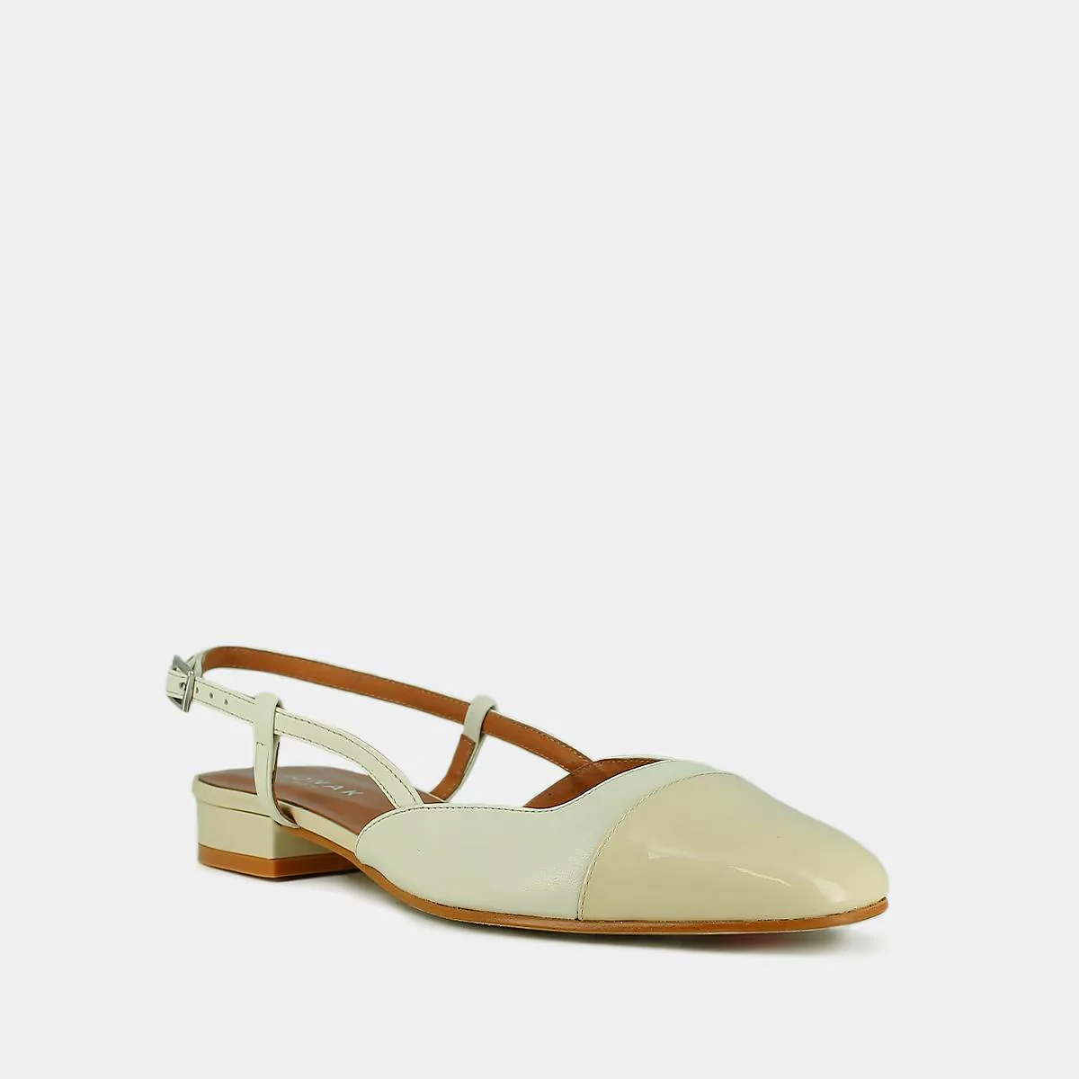 Jonak | Dhapou Patent and Leather Ballerina Flats Ecru-Ecru - Image 2