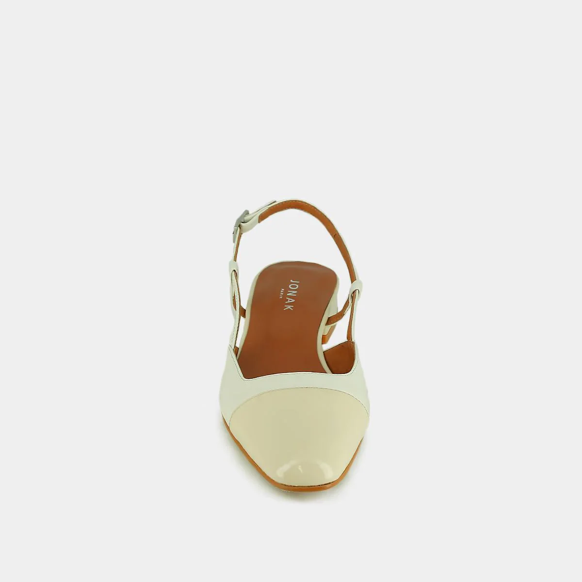 Jonak | Dhapou Patent and Leather Ballerina Flats Ecru-Ecru - Image 3