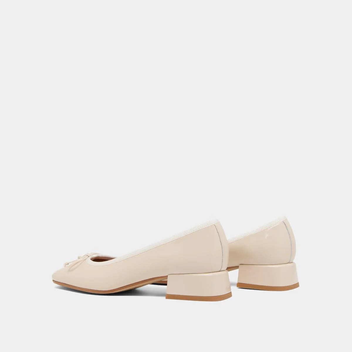 Jonak | Pleated Patent Leather Lace-Up Ballerinas - Ecru - Image 6