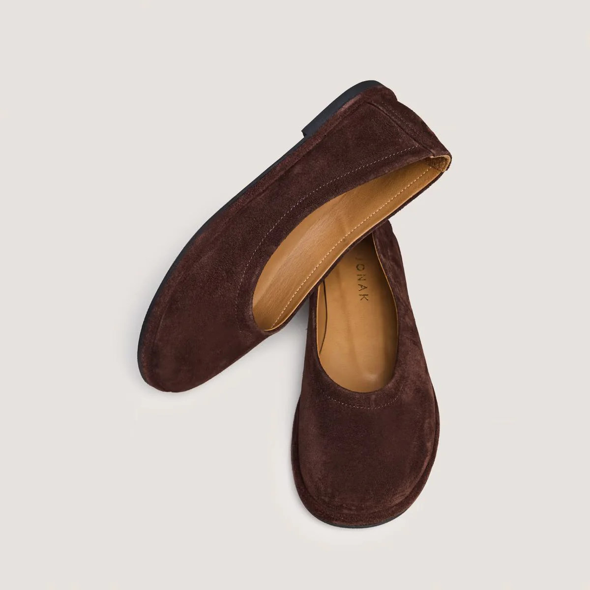 Jonak | Janice Ballerinas in Tobacco Split Leather - Tabac Brown - Image 4