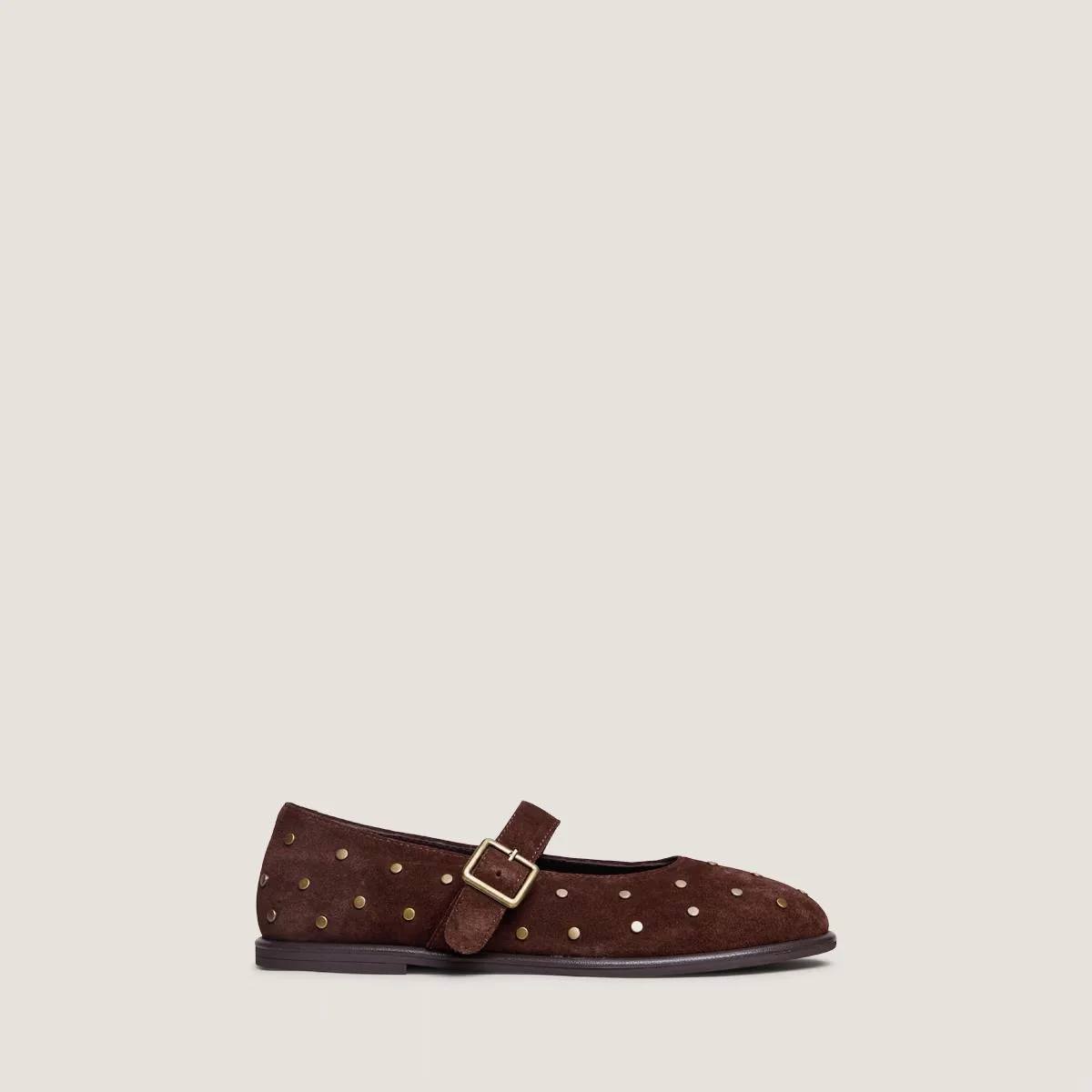 Jonak Women's Jolie Ballerina Flats in Brown Crust Leather with Rivets - Image 2