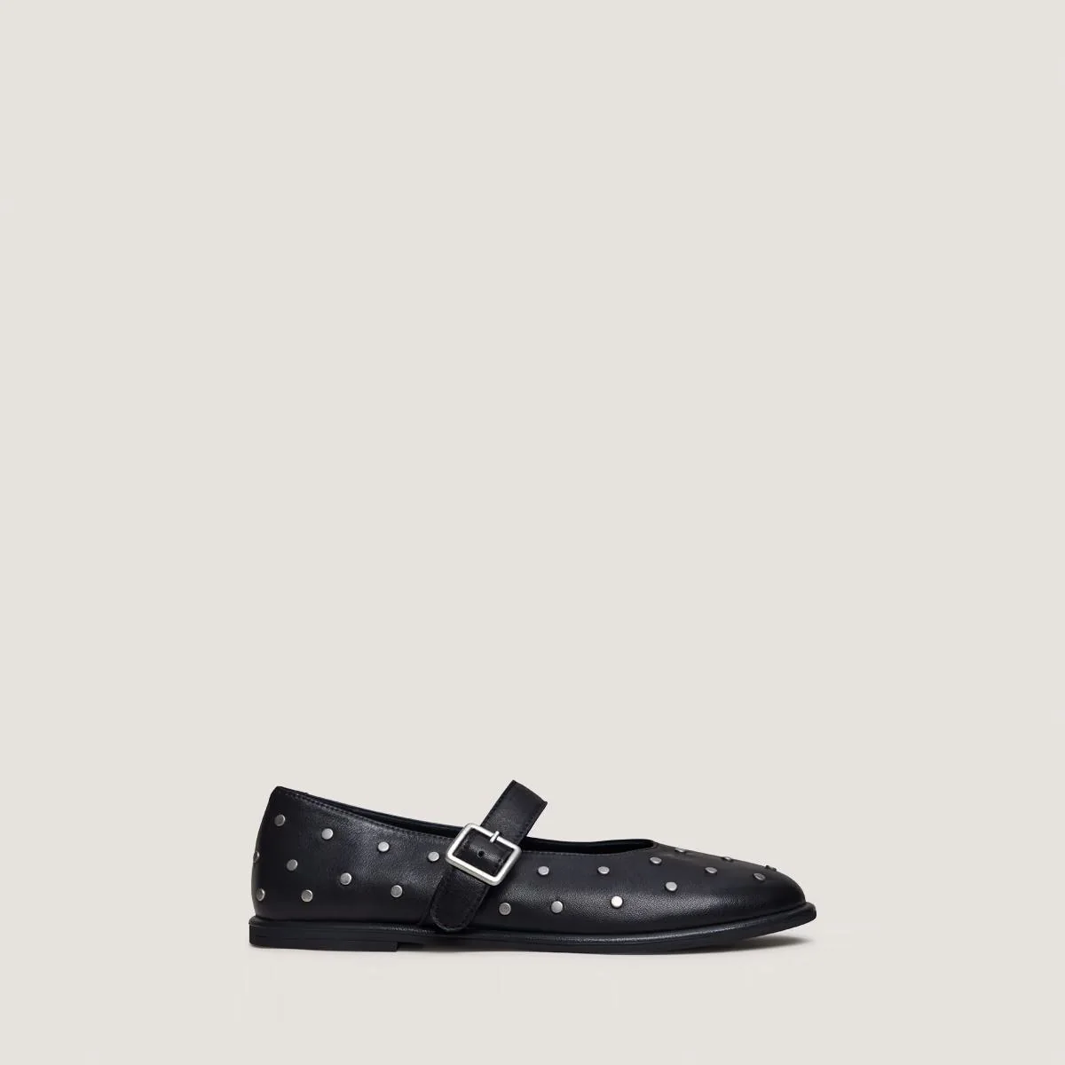 Jonak | Jolie Ballerinas - Black Leather with Silver Rivets - Image 2