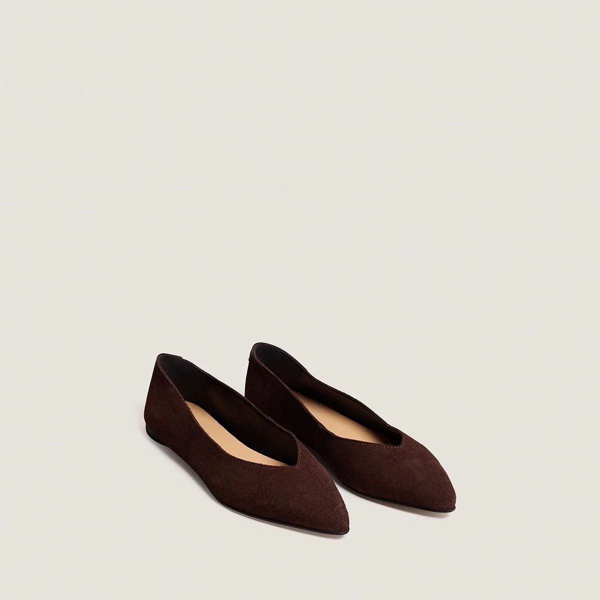 Jonak | Noemie Crust Leather Pointed Ballerinas - Dark Brown Marron-Fonce