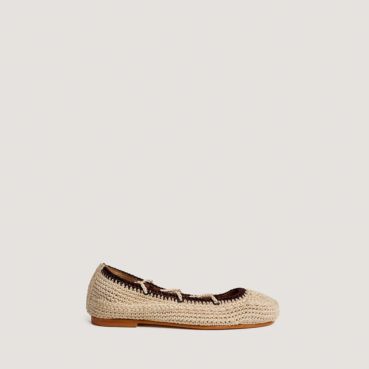 Jonak | Wetov Crochet Two-Tone Ballet Flat - Beige & Dark Brown Beige-Marron-Fonce