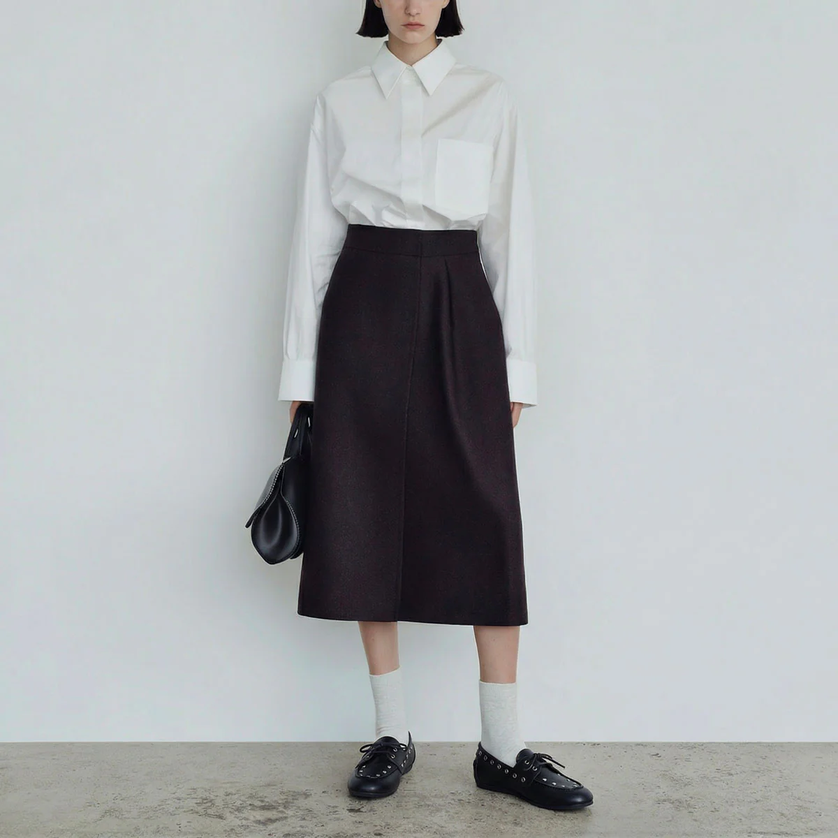 Jonak | Lena Leather Moccasin - Black with Rivet Detail - Image 4