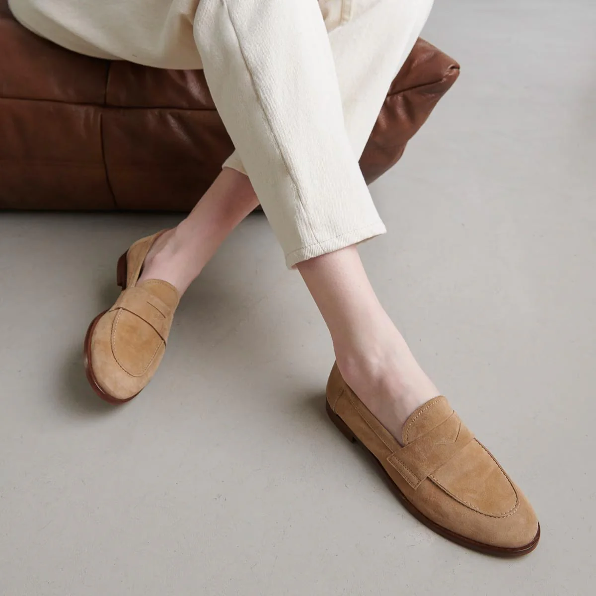 Jonak | Thelma Velours Moccasins - Goat Leather Camel - Image 7
