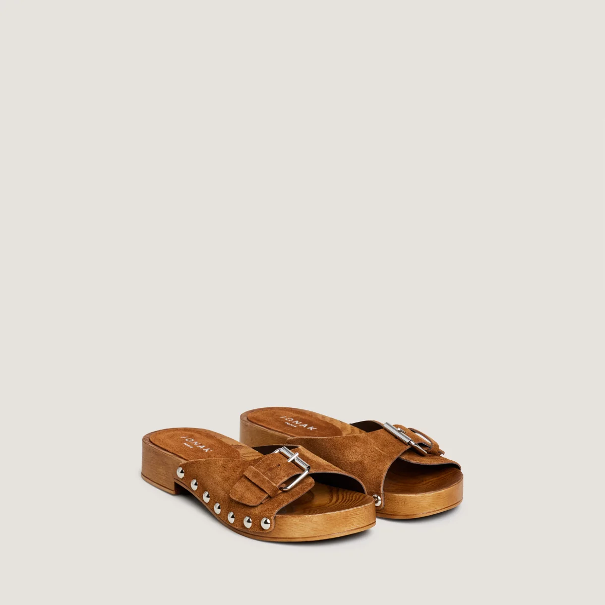 Jonak | Enora Leather Mules with Rivets Cognac - Image 2