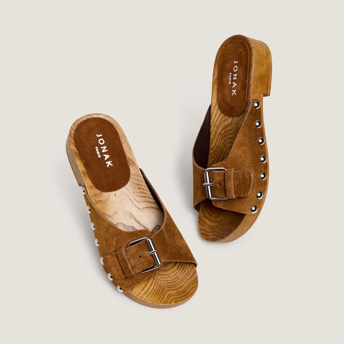 Jonak | Enora Leather Mules with Rivets Cognac - Image 3