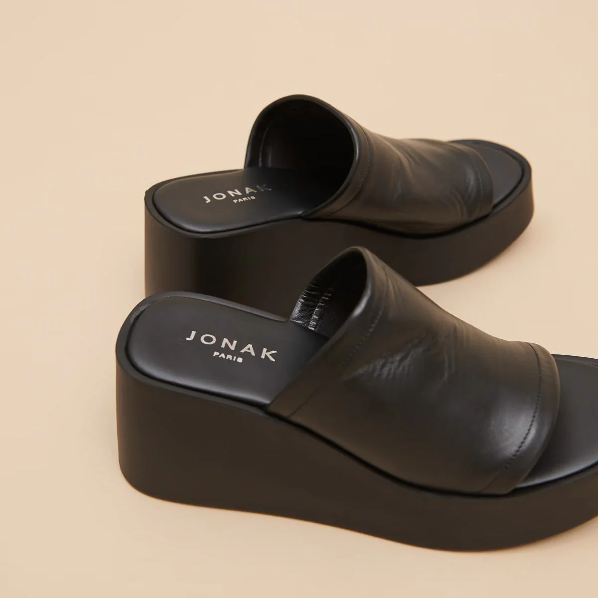 Jonak | Eugene Leather Wedge Mules - Dark Brown Noir - Image 5