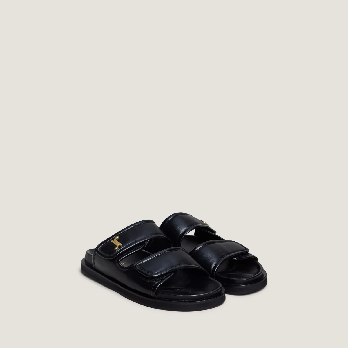 Jonak | Win Leather Mules with Monogram Strap Noir - Image 2