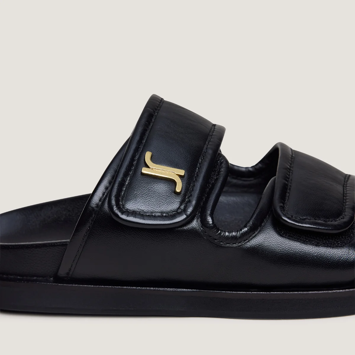 Jonak | Win Leather Mules with Monogram Strap Noir - Image 3